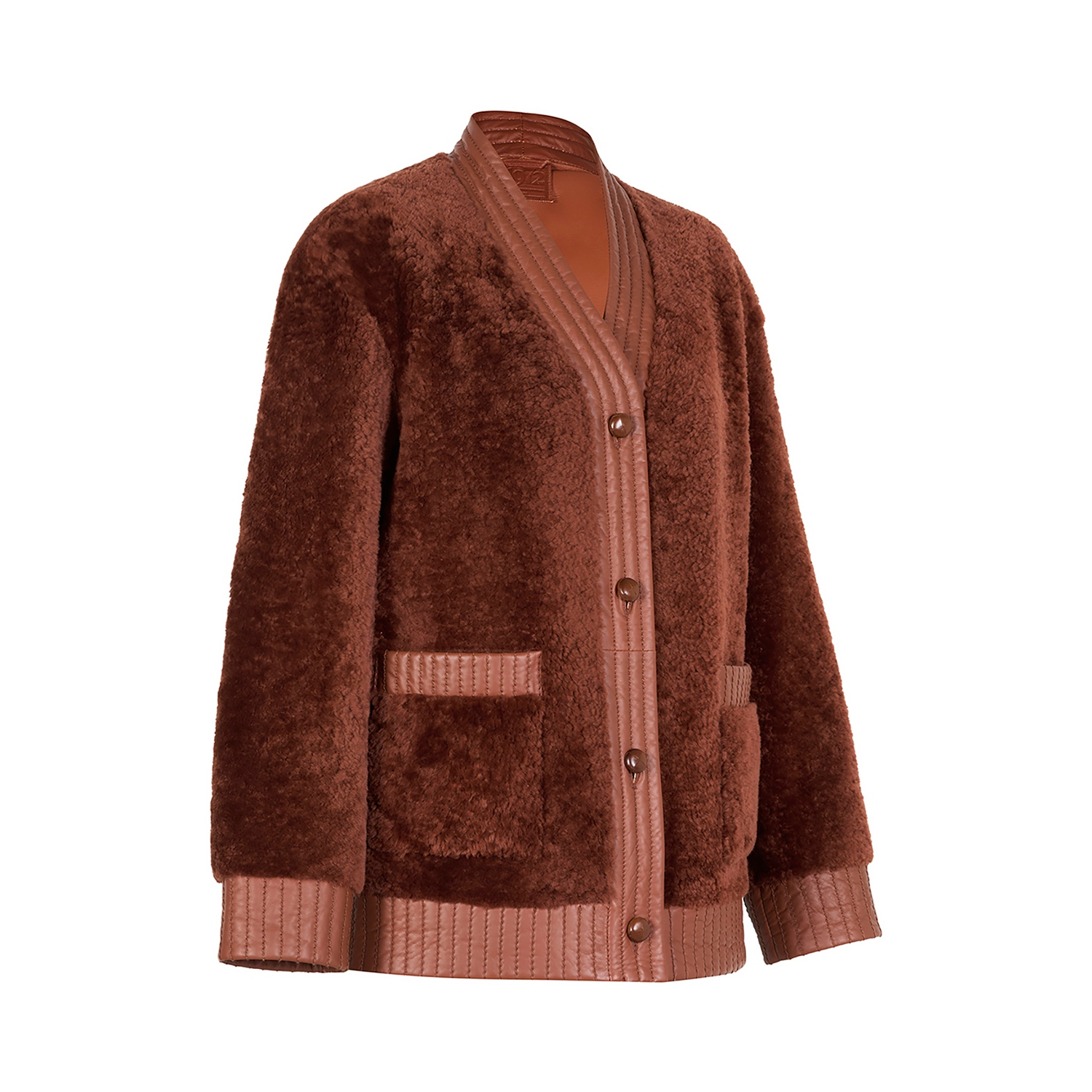 K15293- SHEARLING CARDIGAN JAKET- ALPAKA