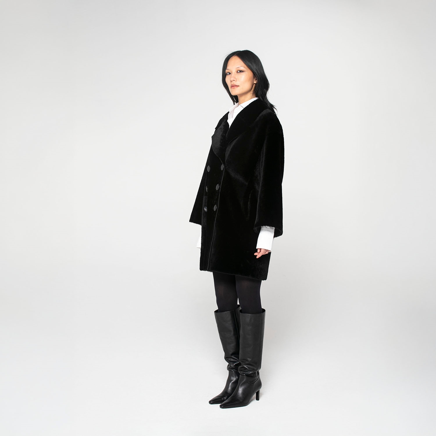 K15318-SHEARLING DOUBLE-BREASTED CABAN
