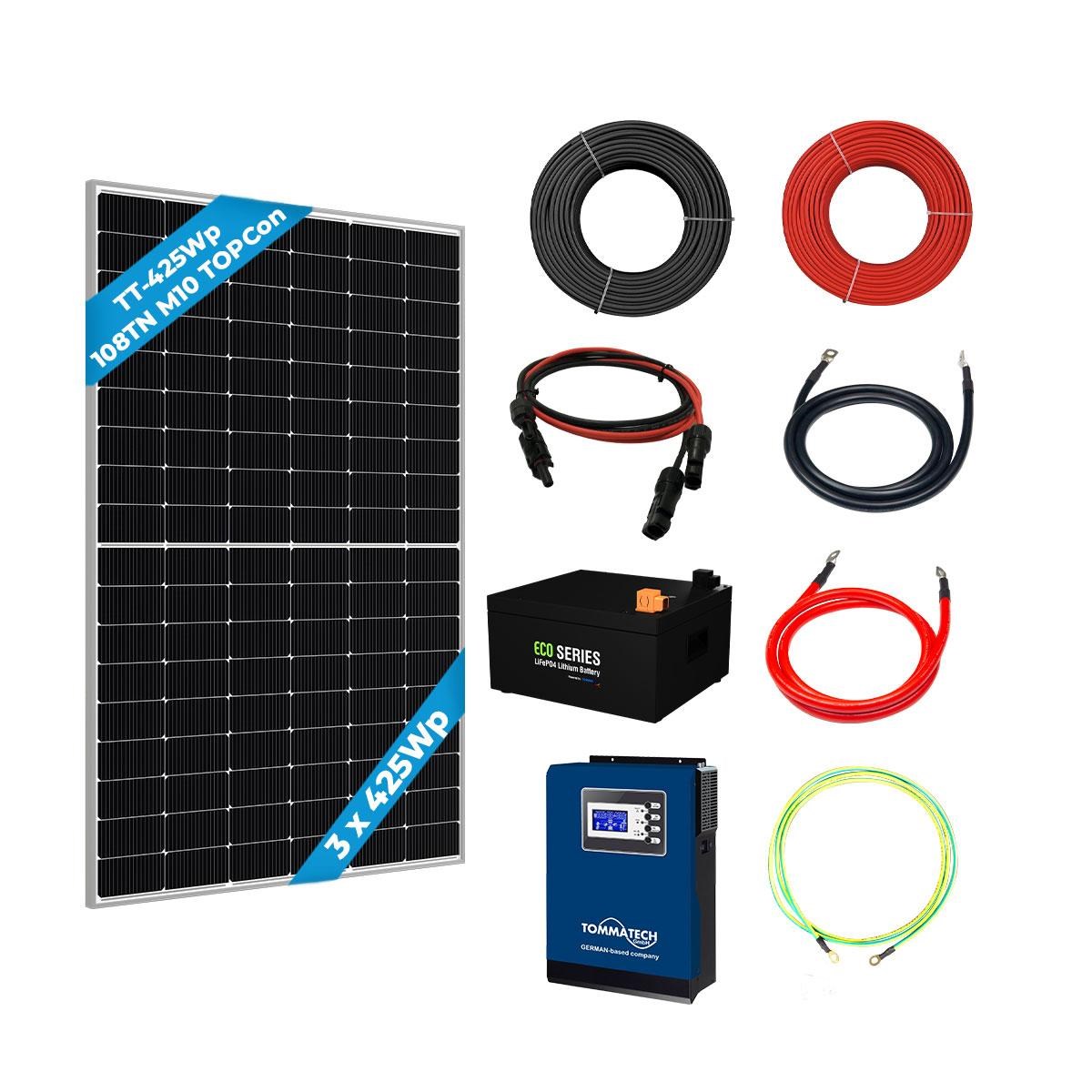 3 Panel(425Wp) 1KWE Off-Grid(12V) Solar Paket