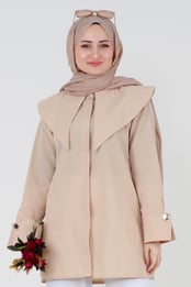 قميص بياقة كبيرة - بيج