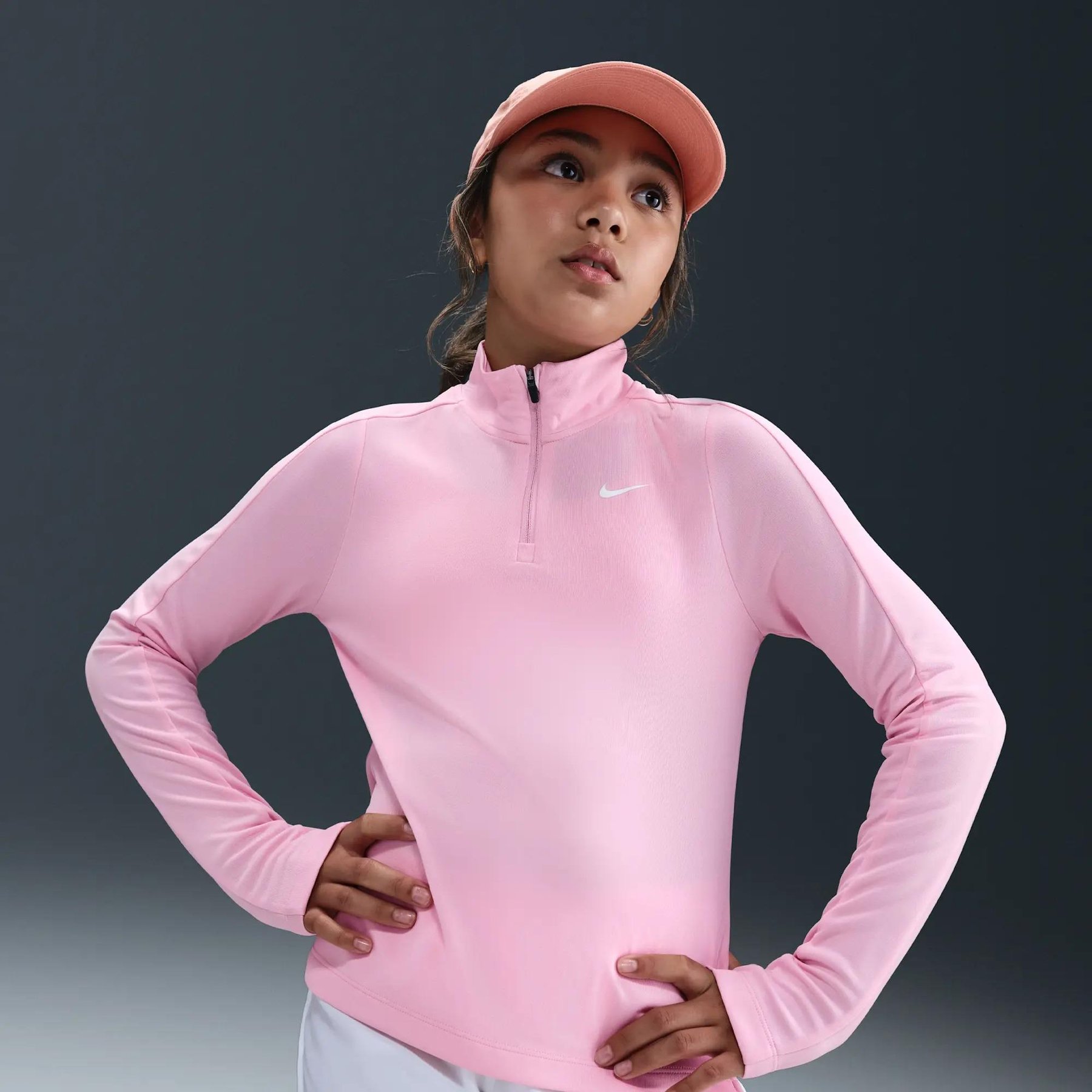 Nike Dri-FIT Kız Çocuk Uzun Kollu Yarım Fermuarlı Üst