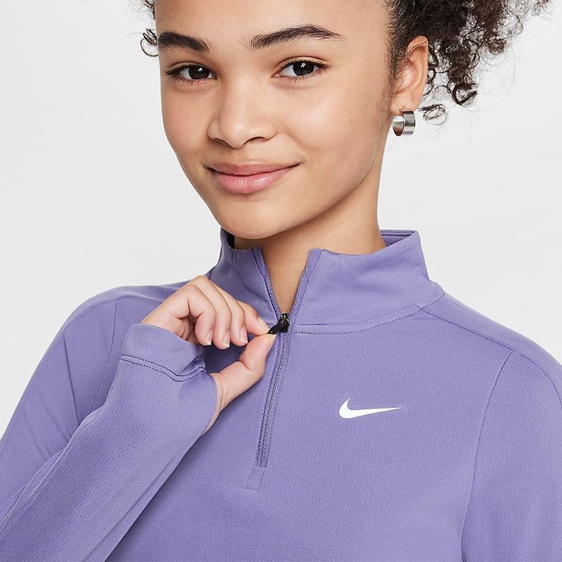 Nike Dri-FIT Uzun Kollu Yarım Fermuarlı Kız Çocuk Antrenman Üstü