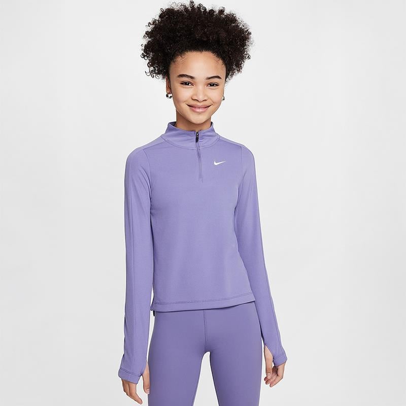 Nike Dri-FIT Uzun Kollu Yarım Fermuarlı Kız Çocuk Antrenman Üstü