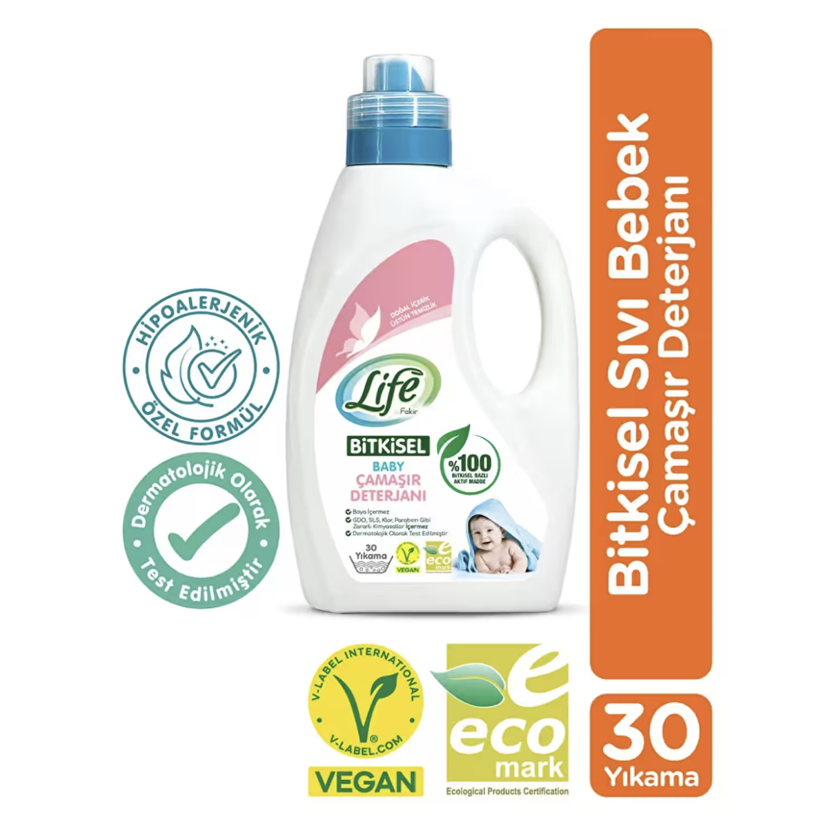 Life By Fakir Bitkisel Baz Vegan Sıvı Bebek Çamaşır Deterjanı 1500 ml