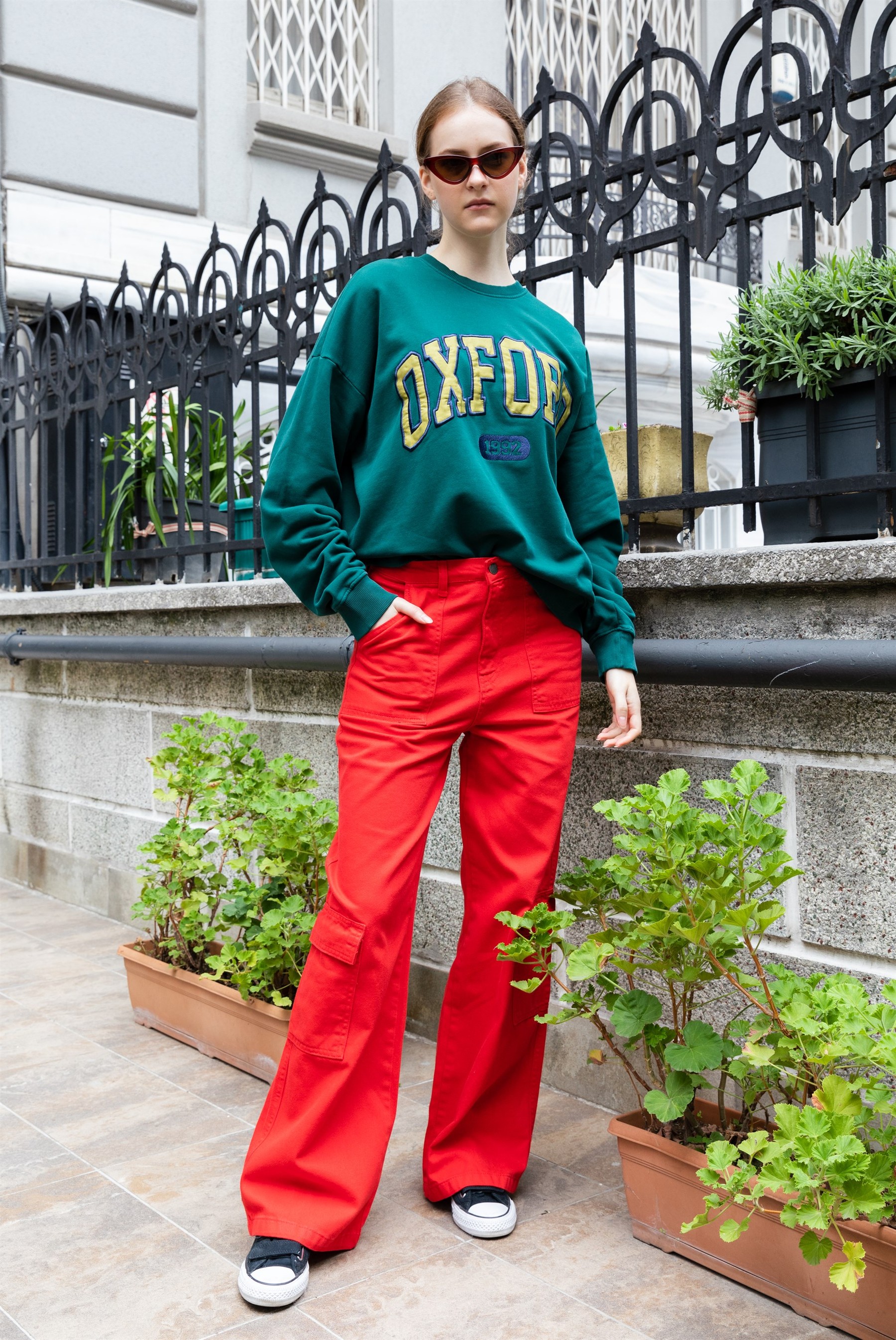 Kadın İşleme motifli sweatshirt 