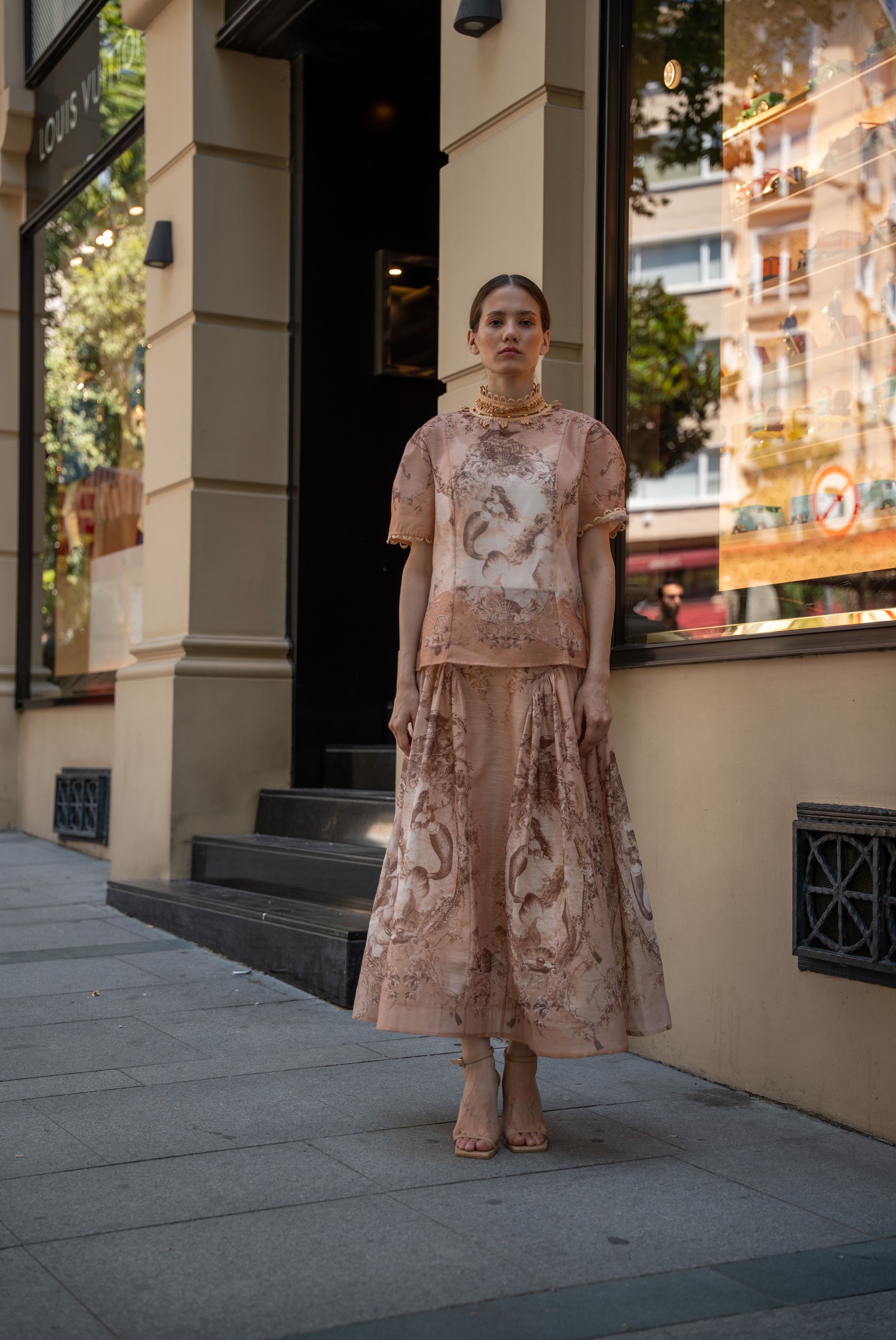 Kadın Tasarım Rebellion Beaded Bluz  Etekli Takım