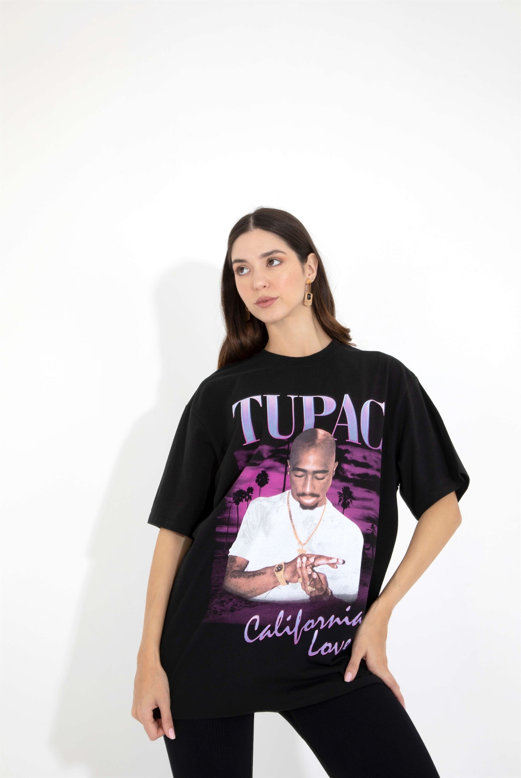 Kadın Tupac Baskılı Tshırt