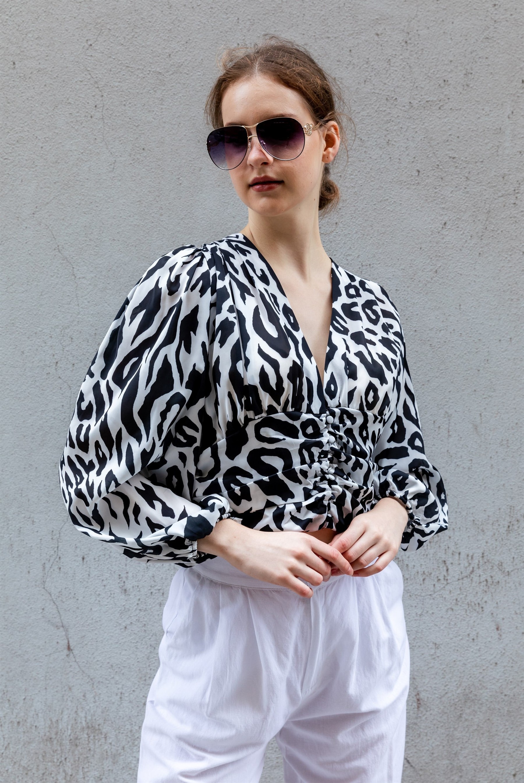 Kadın Victoria Bluz Zebra Desenli