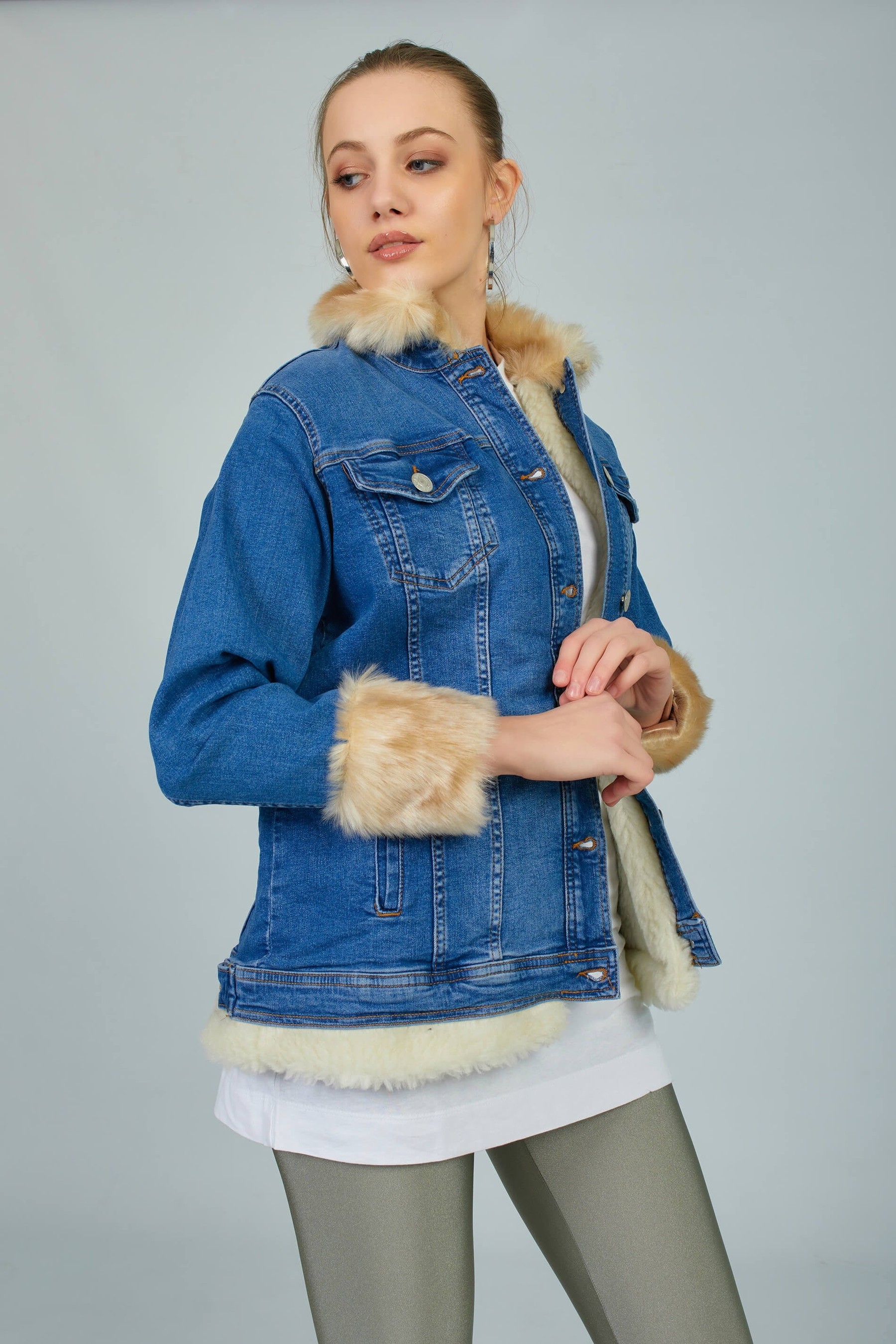 Tasarım  Denim Kürklü Ceket