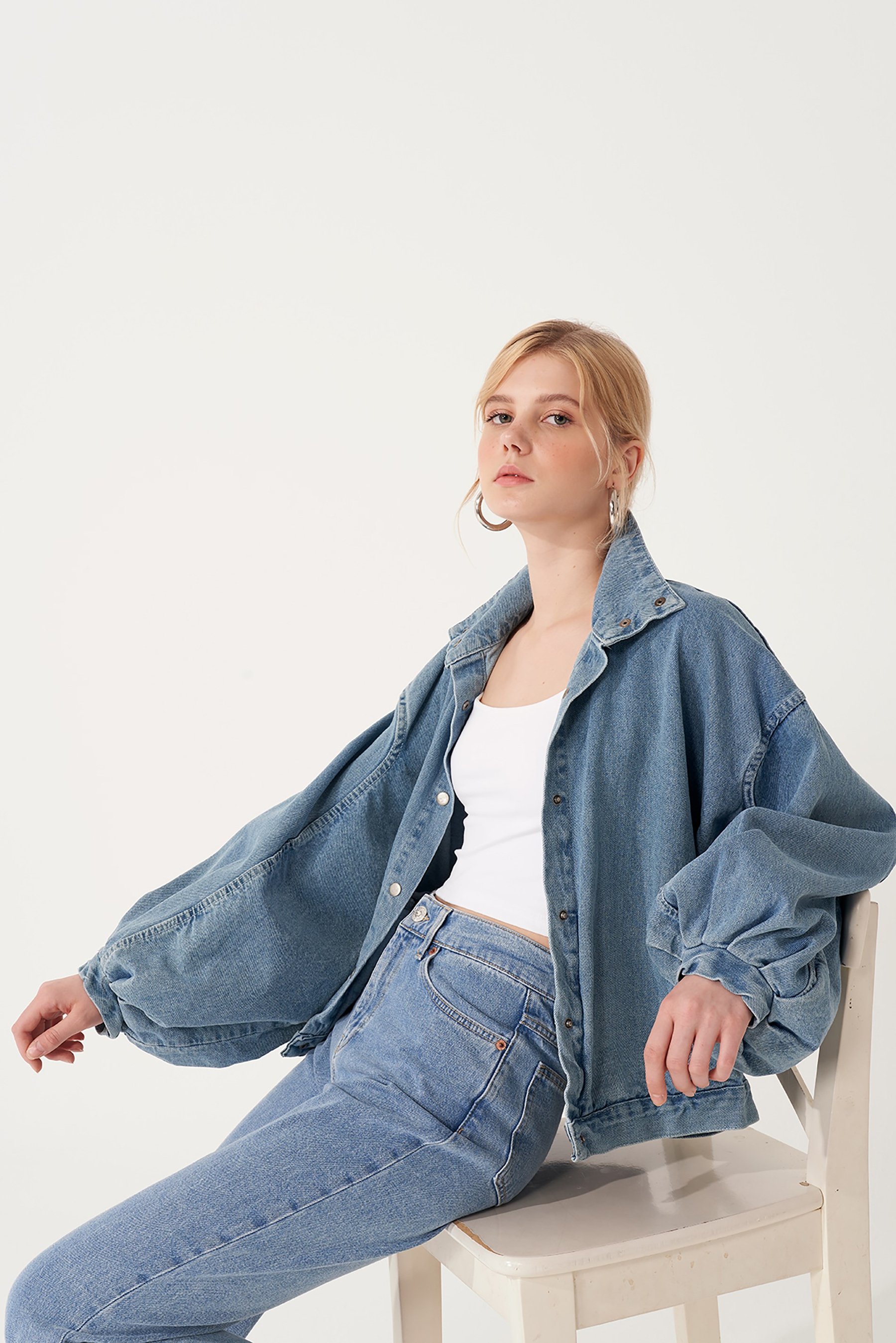 Balon Kol Denim Ceket
