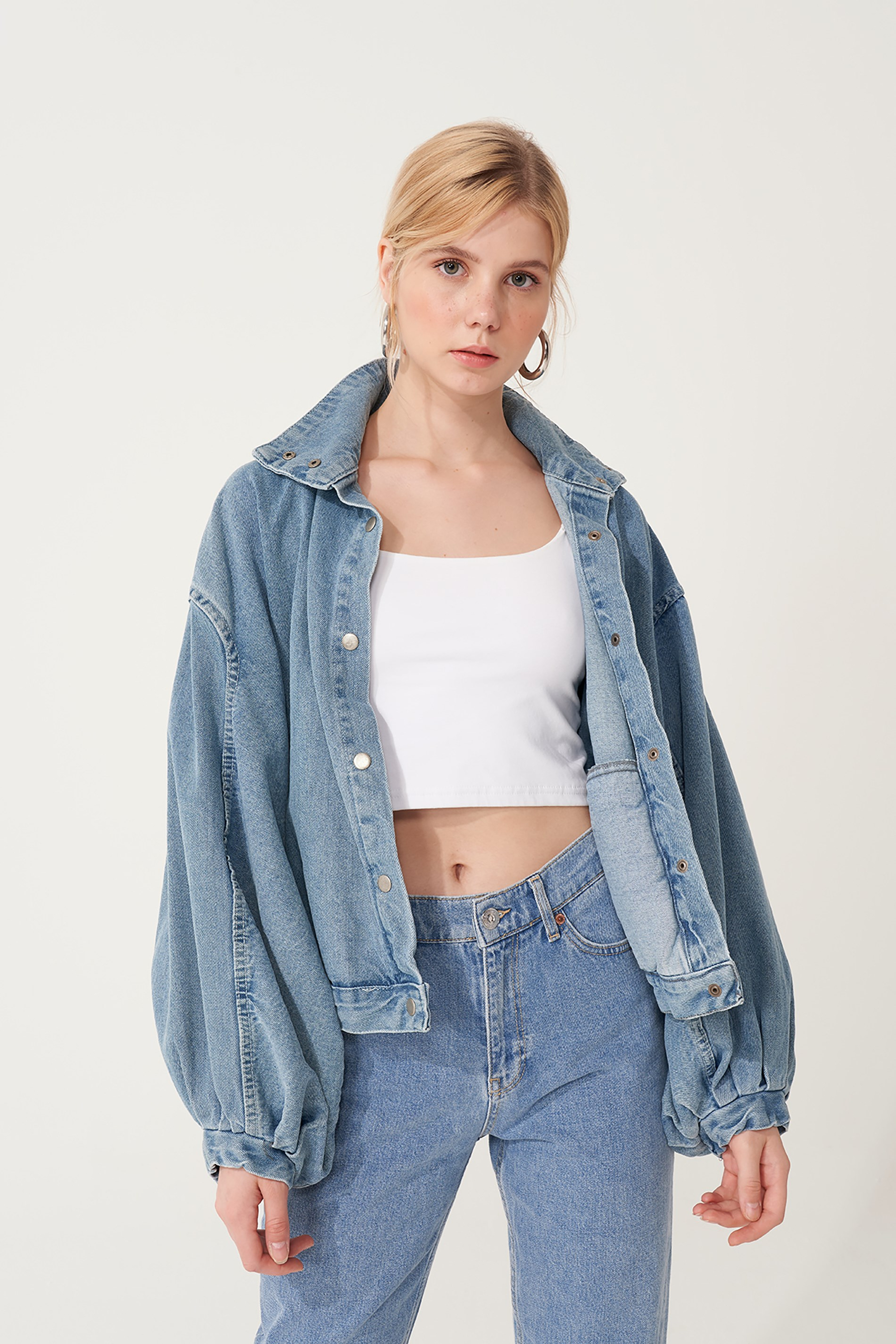 Balon Kol Denim Ceket