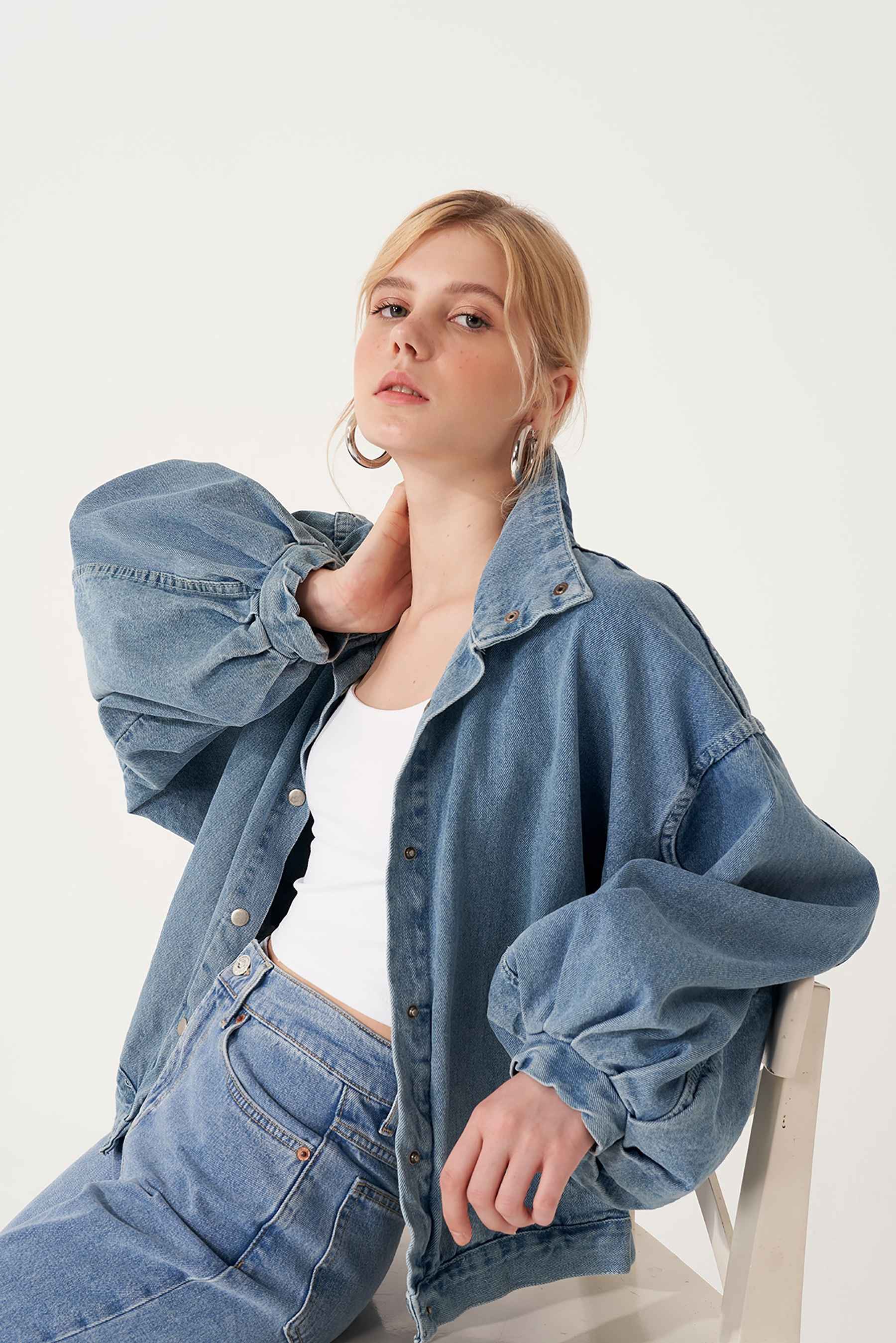 Balon Kol Denim Ceket