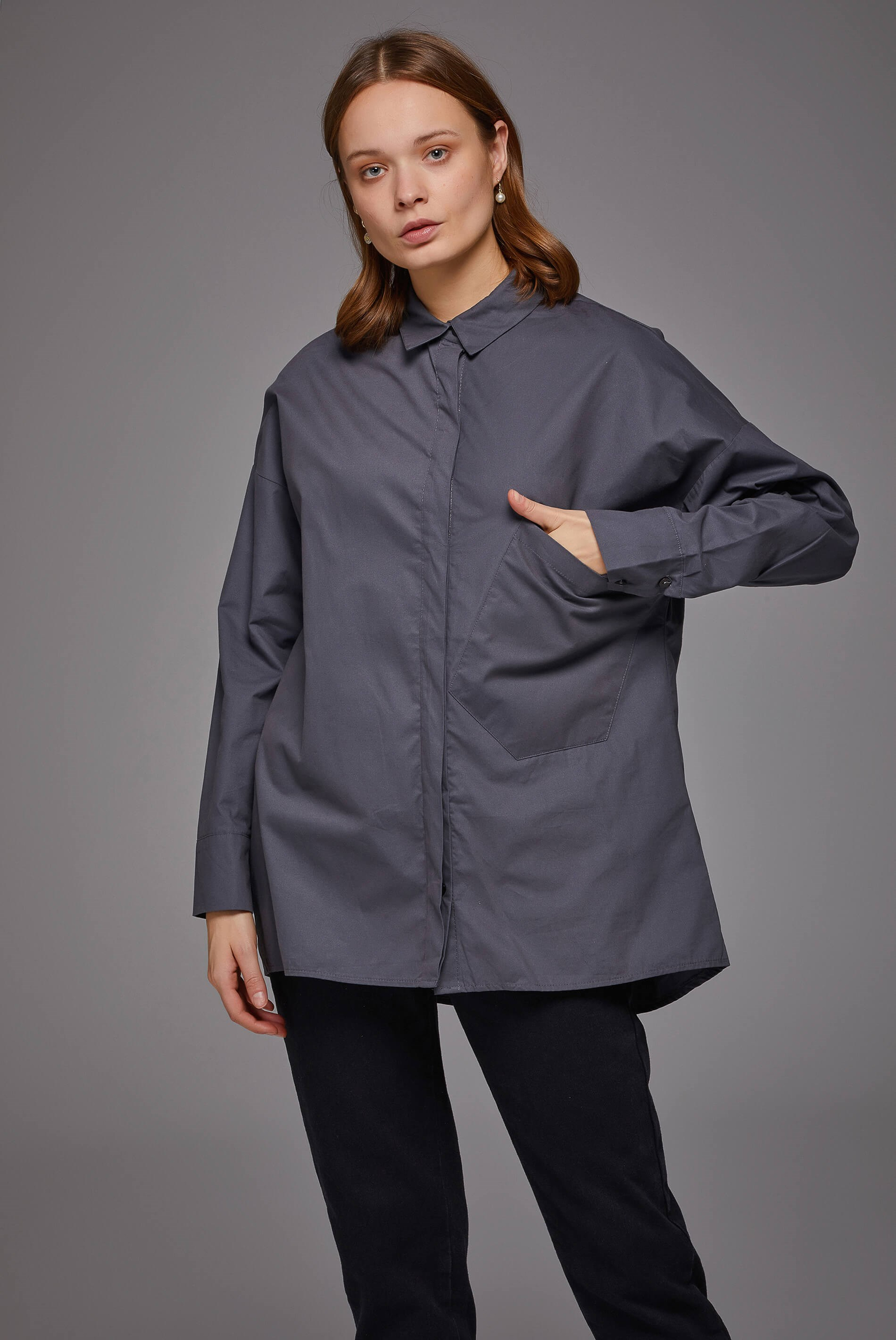 Geniş Cepli  Düz Gömlek