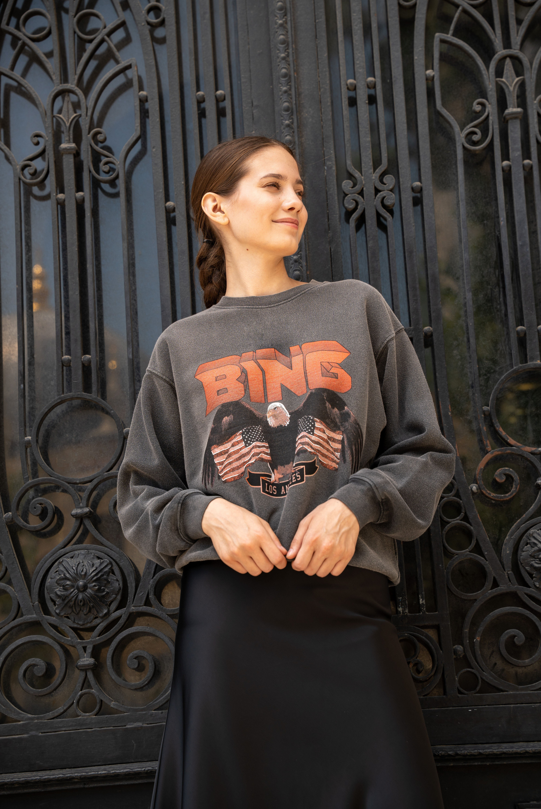 Kadın AB Amerikan Bayraklım Kartalı Sweatshirt