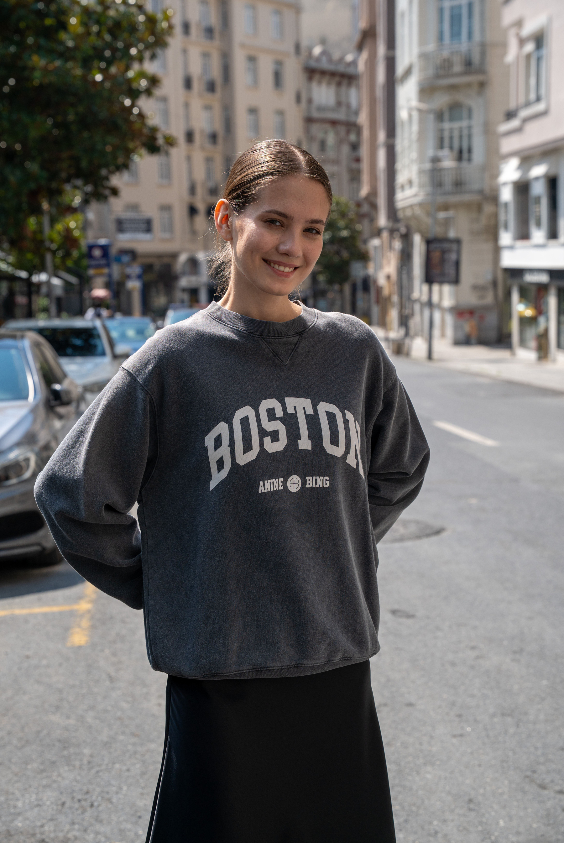 Kadın AB Boston Yazılı Sweatshirt
