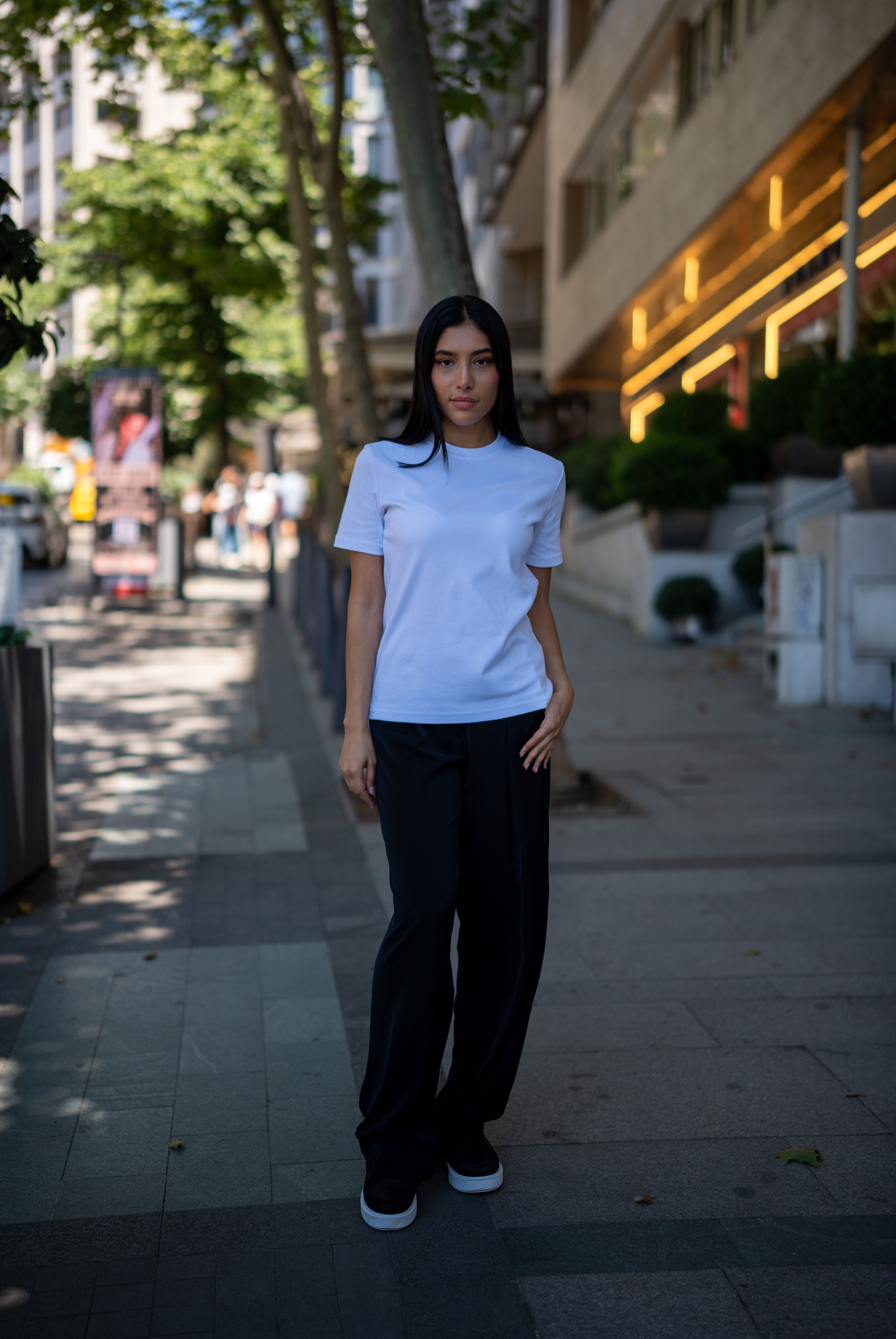 Kadın MD Bisiklet Yaka Pamuklu T-shirt