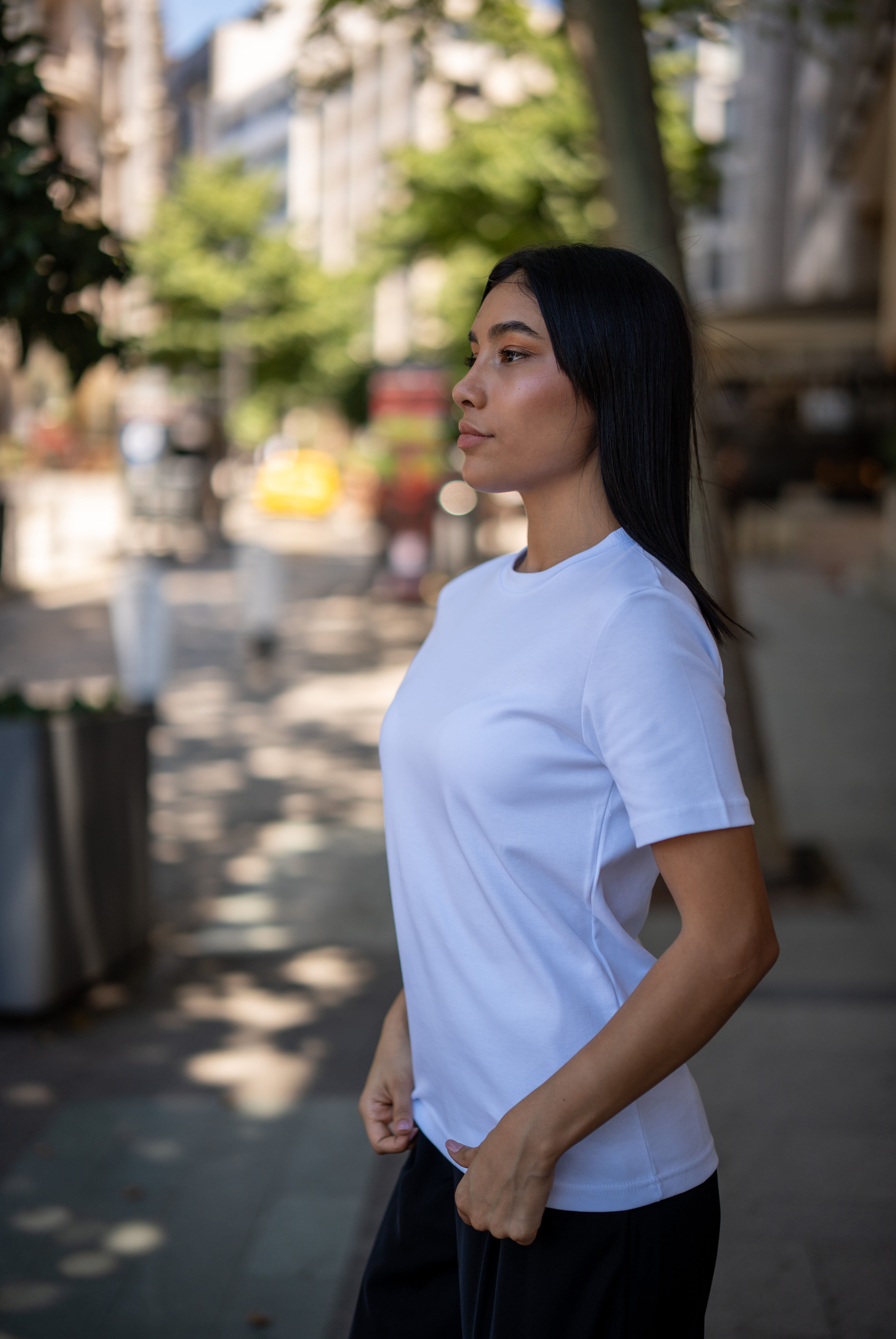 Kadın MD Bisiklet Yaka Pamuklu T-shirt