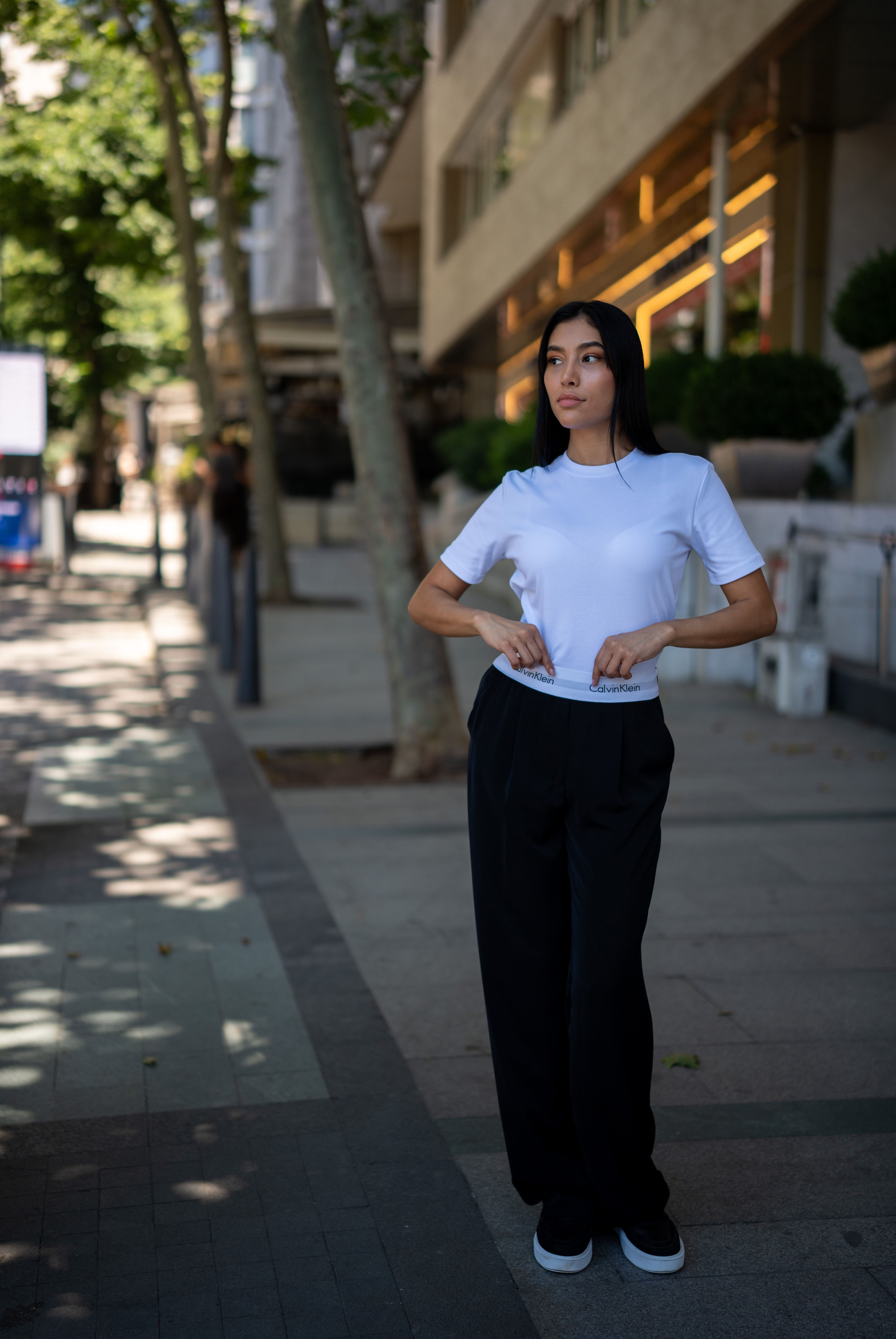 Kadın MD Bisiklet Yaka Pamuklu T-shirt