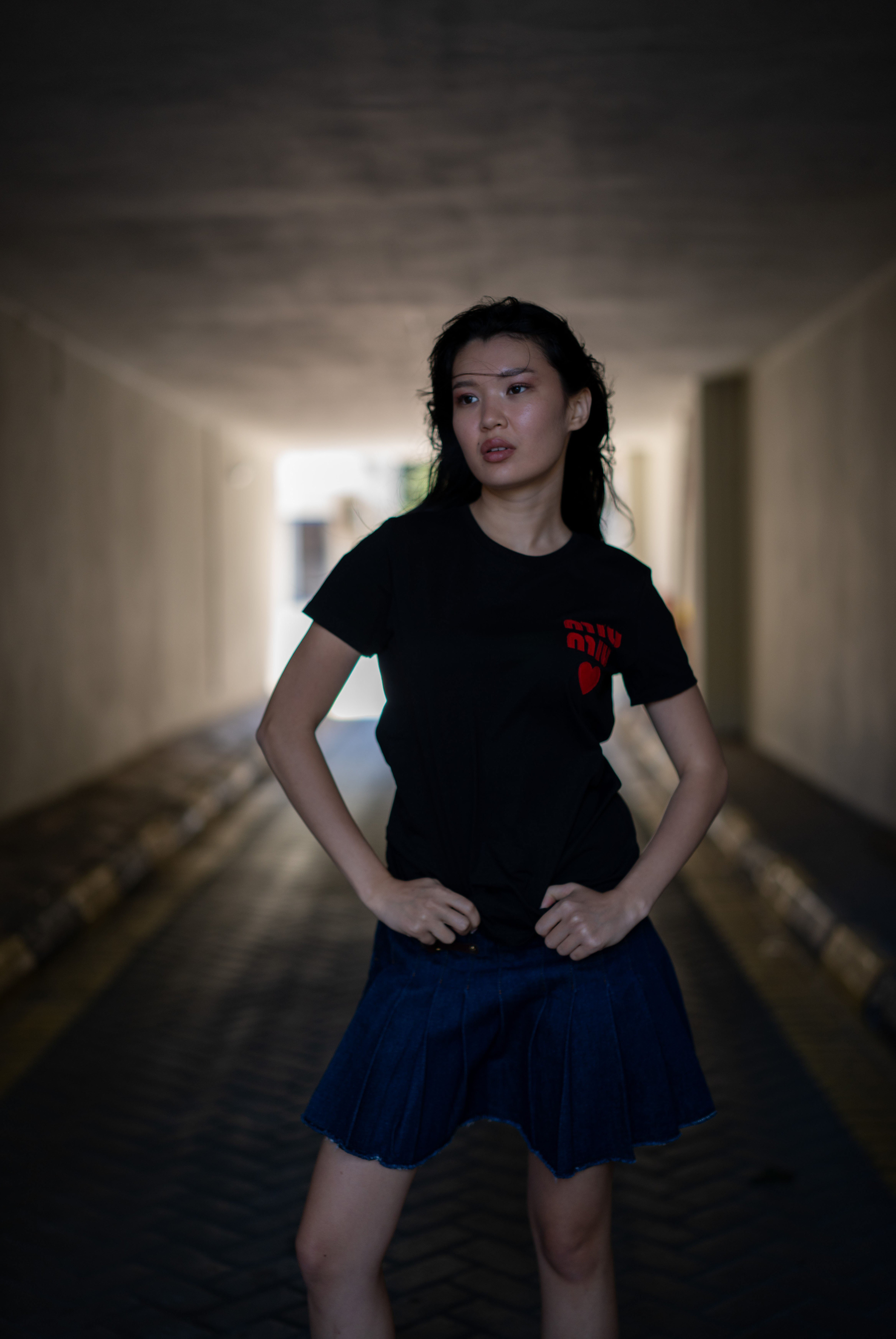 Kadın MM  Kırmızı Logo Ve Kalp Nakışılı T-shirt 