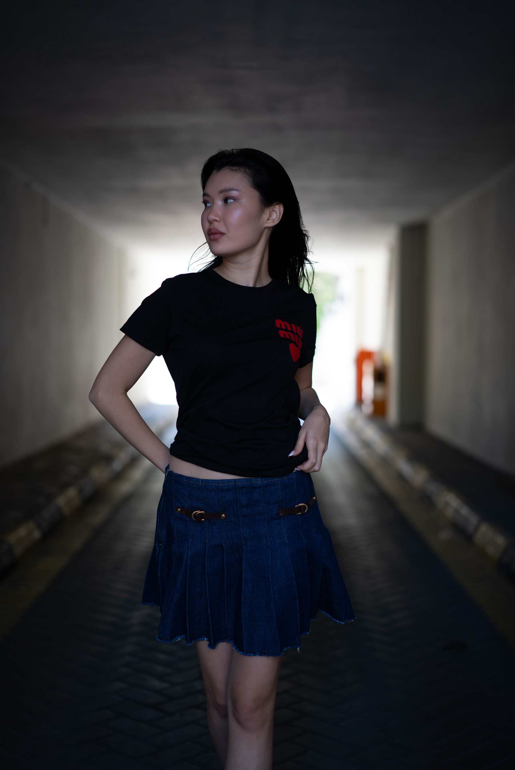 Kadın MM  Kırmızı Logo Ve Kalp Nakışılı T-shirt 