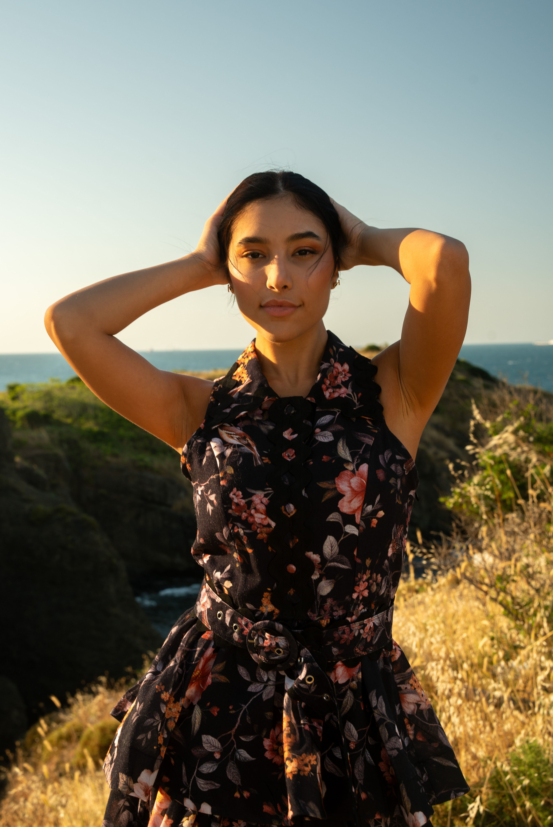 Kadın Tasarım Eliza Çiçek Desenli Kolsuz Mini Elbise 
