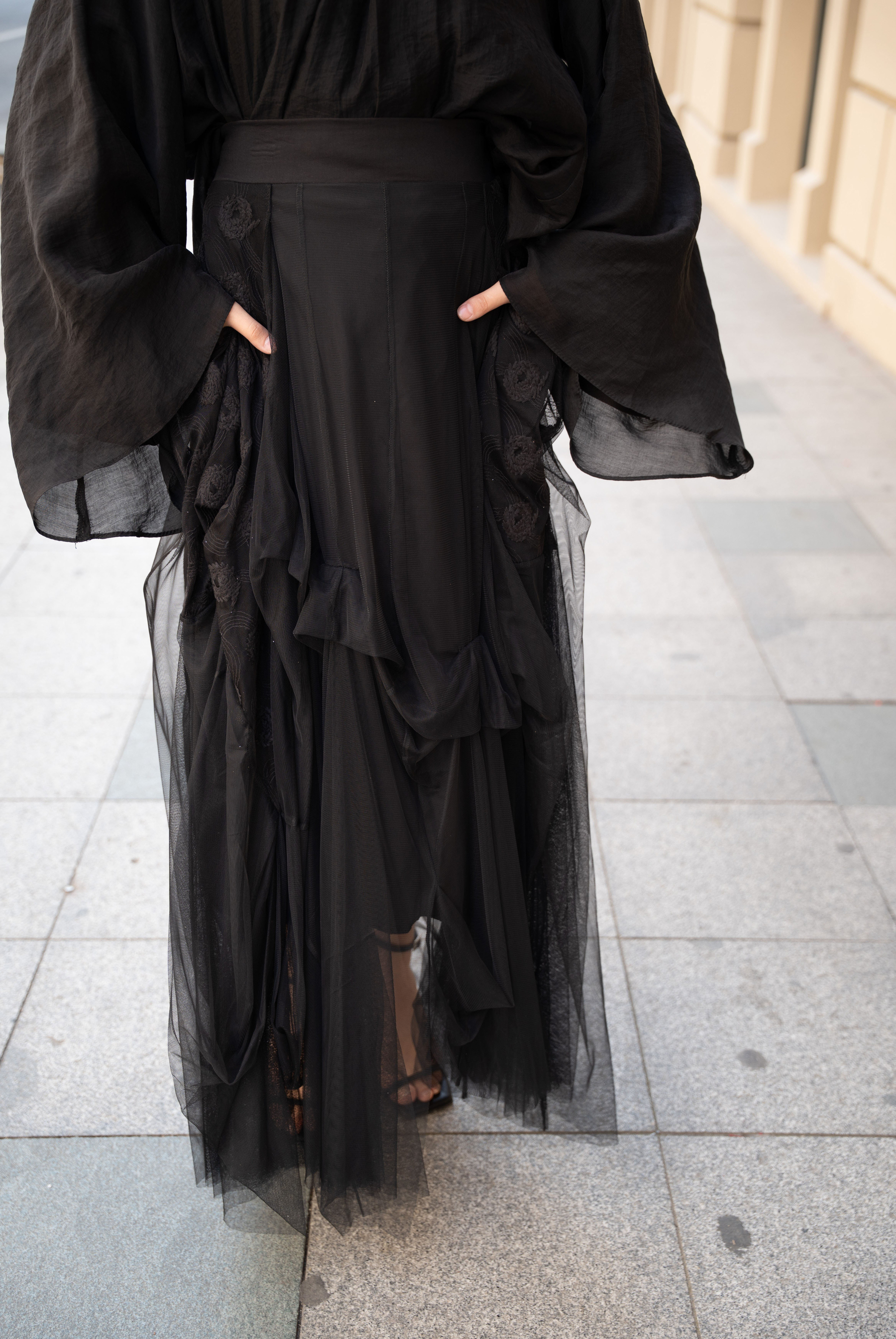 Kadın Tasarım H4 Drape Detaylı Tül Etek