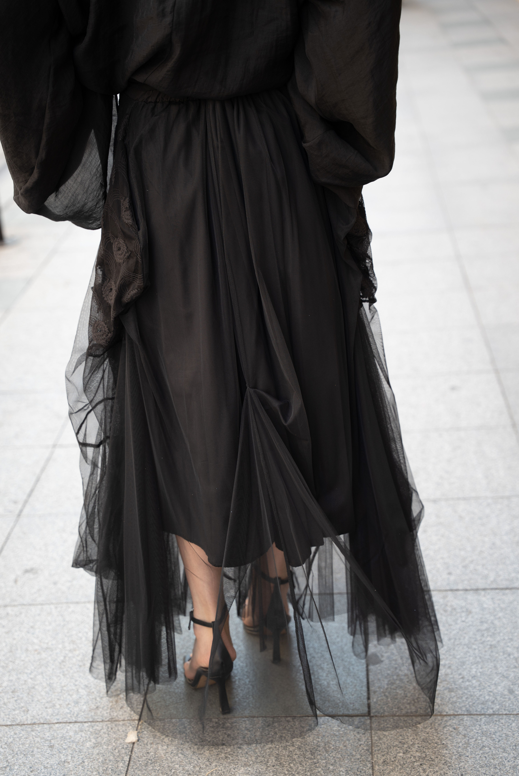 Kadın Tasarım H4 Drape Detaylı Tül Etek