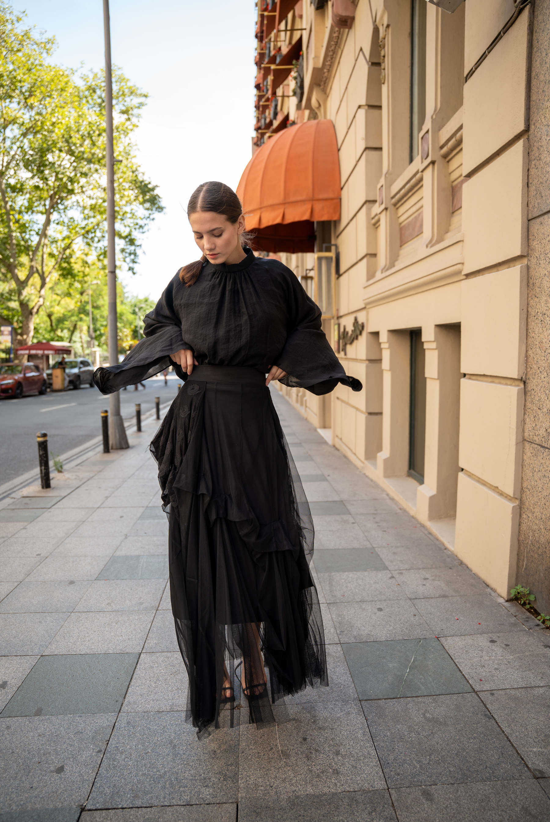 Kadın Tasarım H4 Drape Detaylı Tül Etek