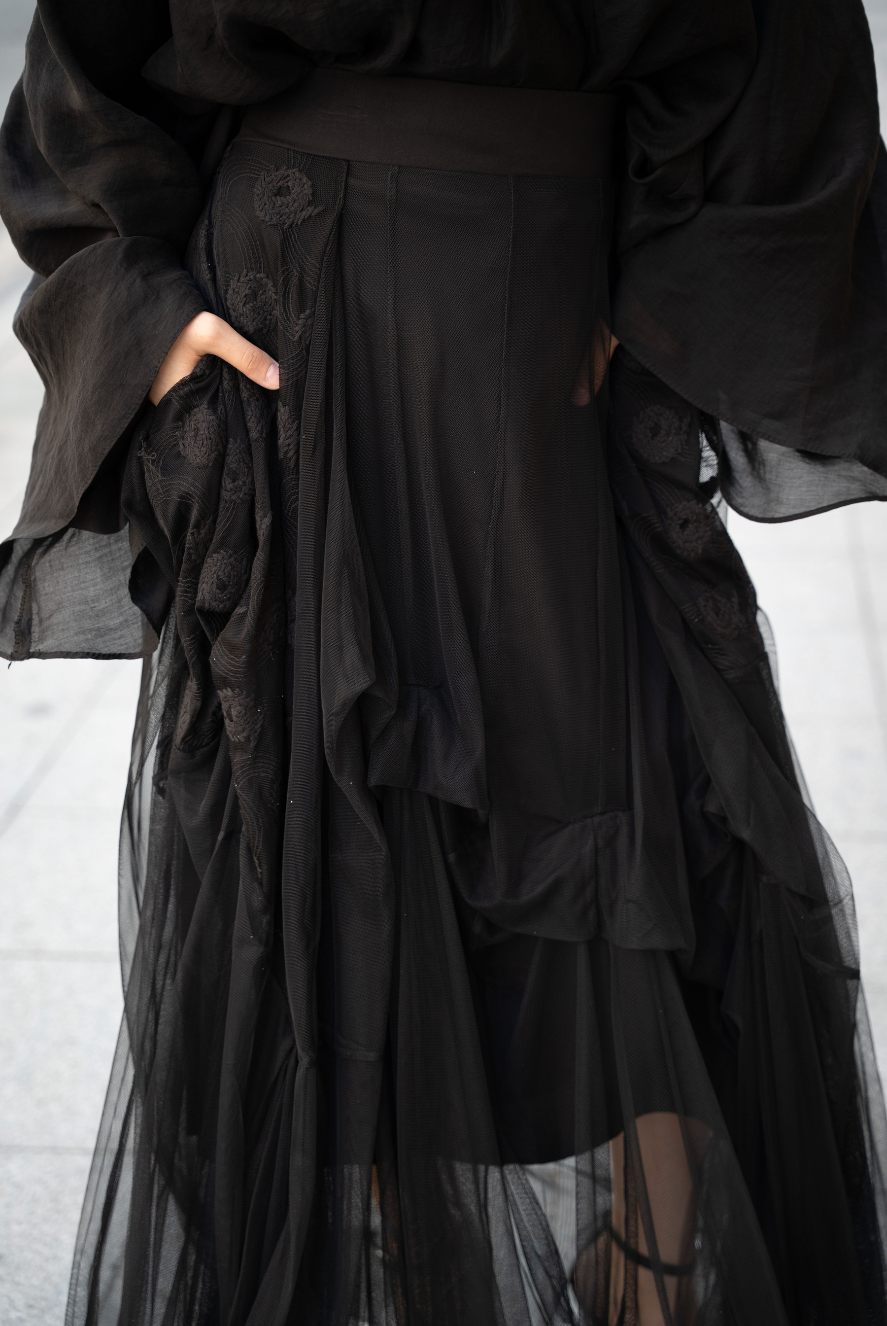 Kadın Tasarım H4 Drape Detaylı Tül Etek