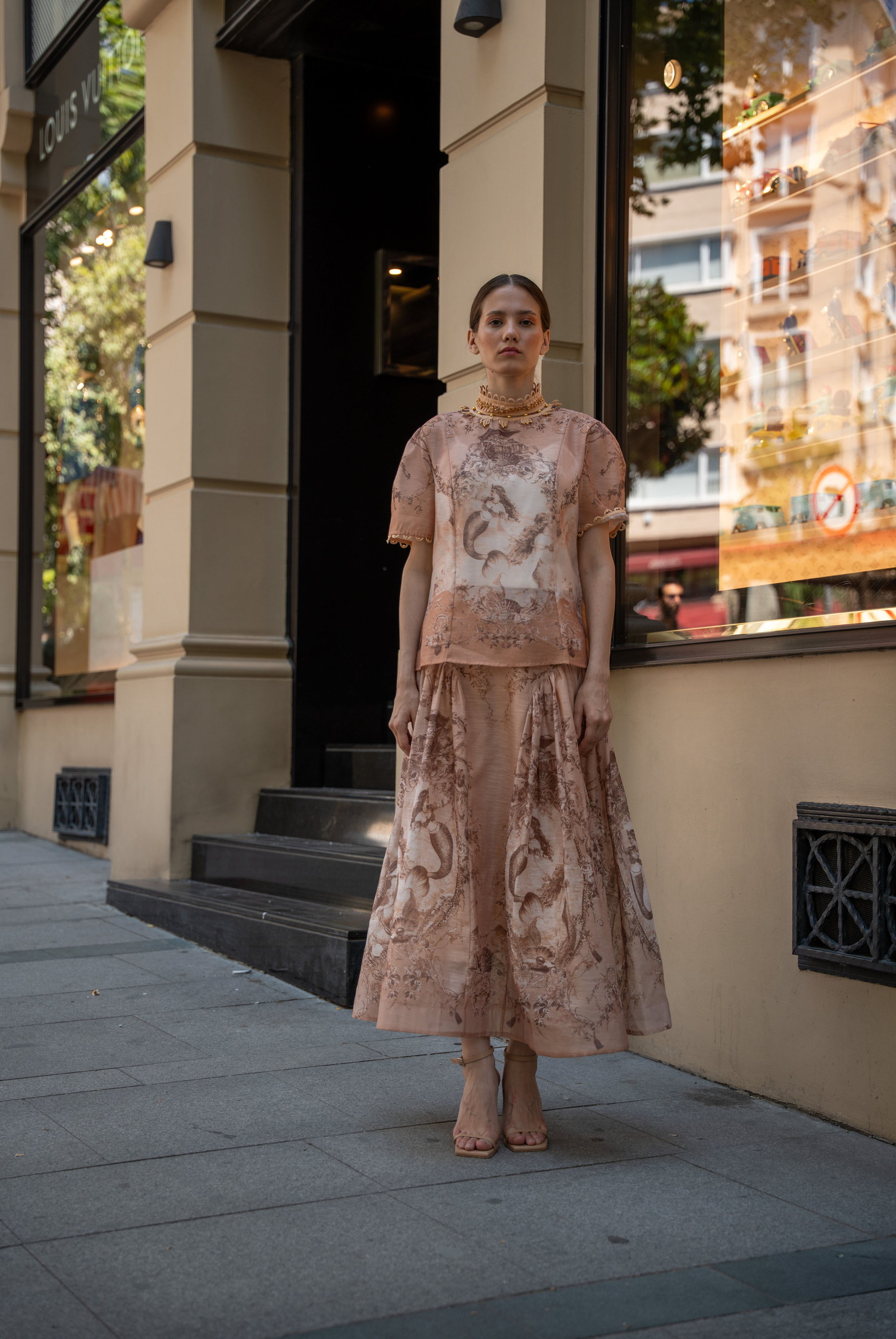 Kadın Tasarım Rebellion Beaded Bluz  Etekli Takım