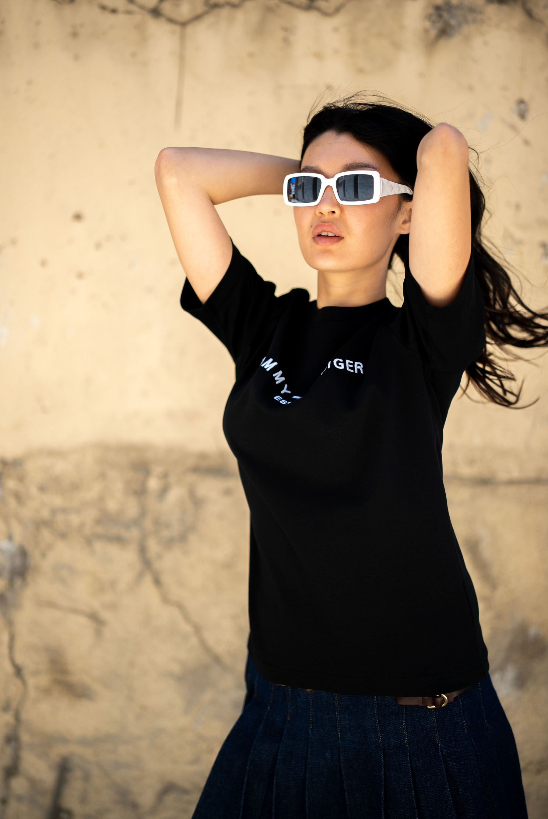Kadın TMY Bisiklet Yaka Pamuklu T-shirt