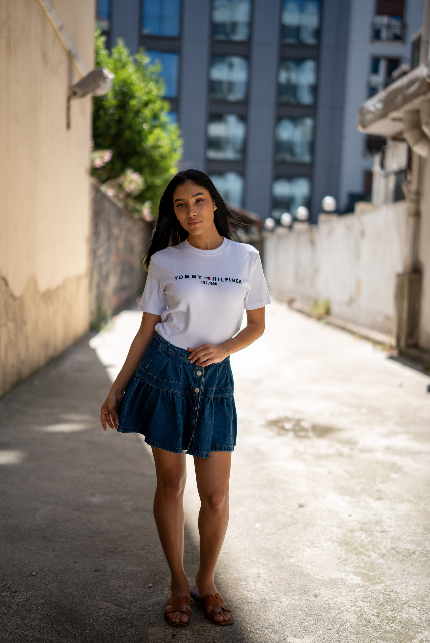 Kadın TMY Bisiklet Yaka Pamuklu T-shirt 