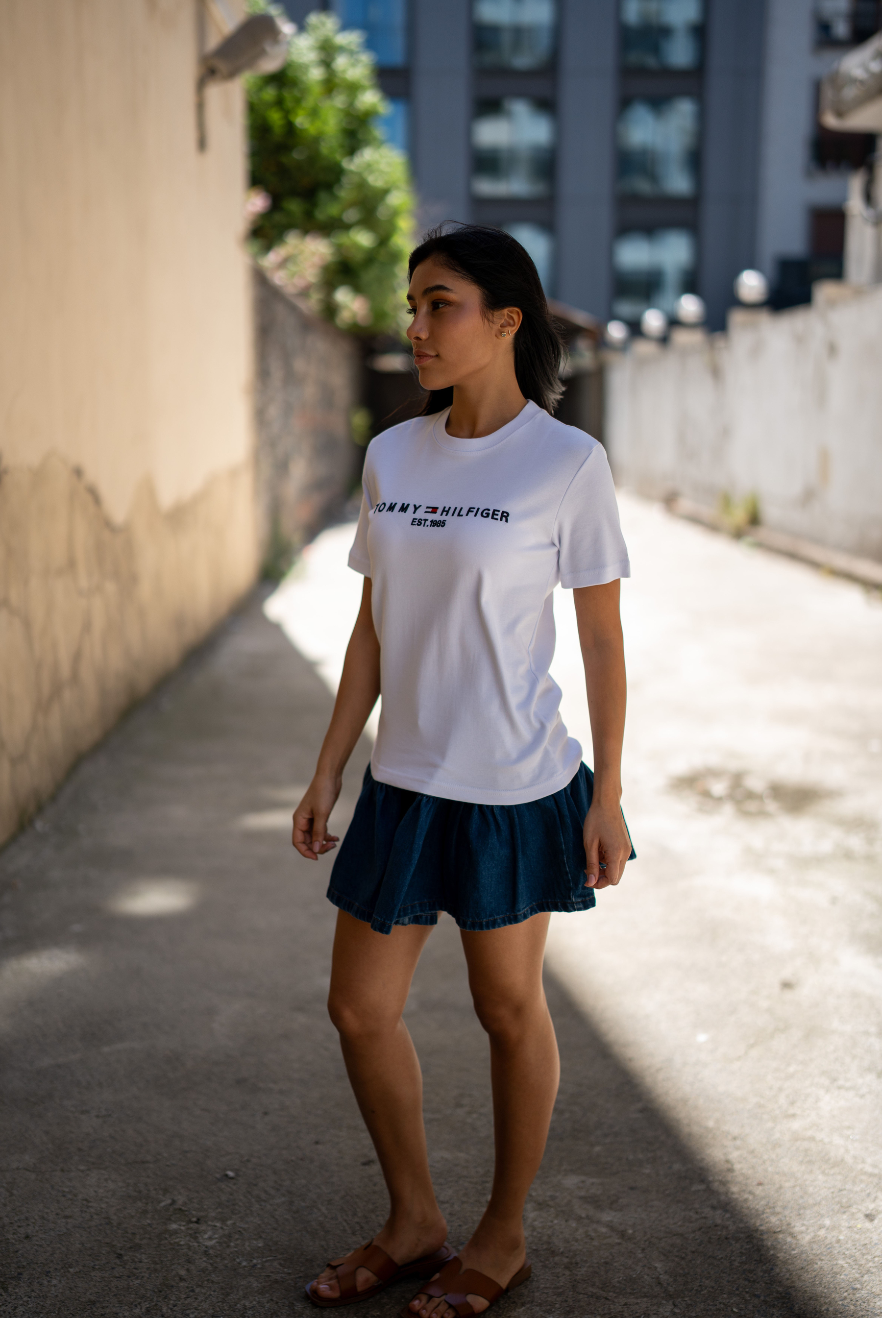 Kadın TMY Bisiklet Yaka Pamuklu T-shirt 