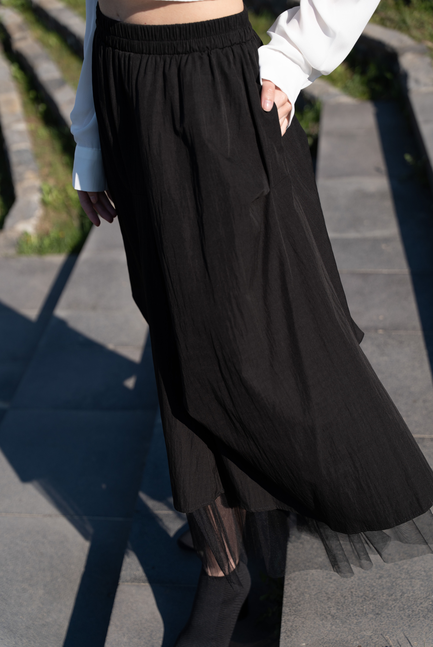 Kadın TW3 Drape Detaylı Tül Etek