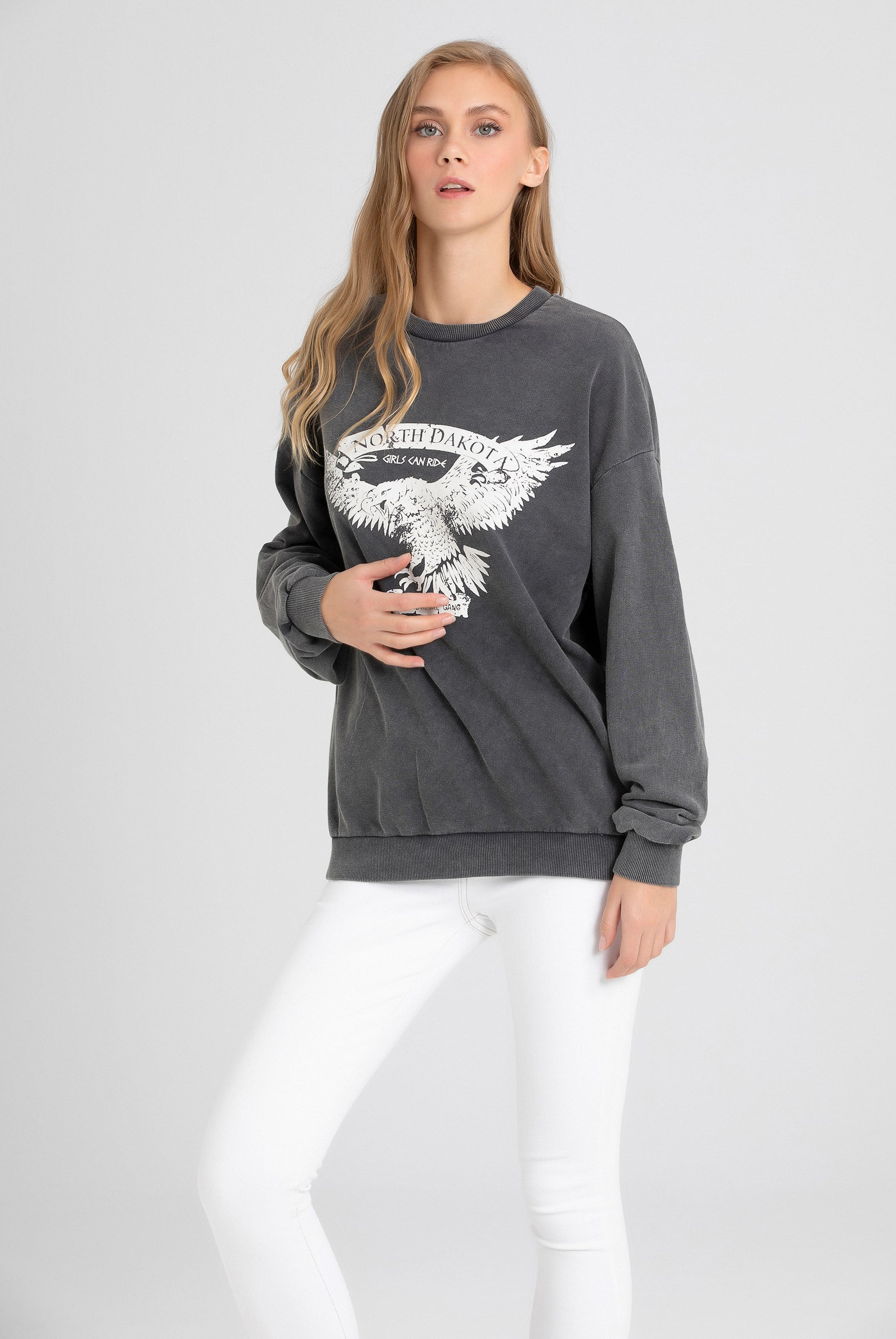 Siyah California Eagle Sweatshirt