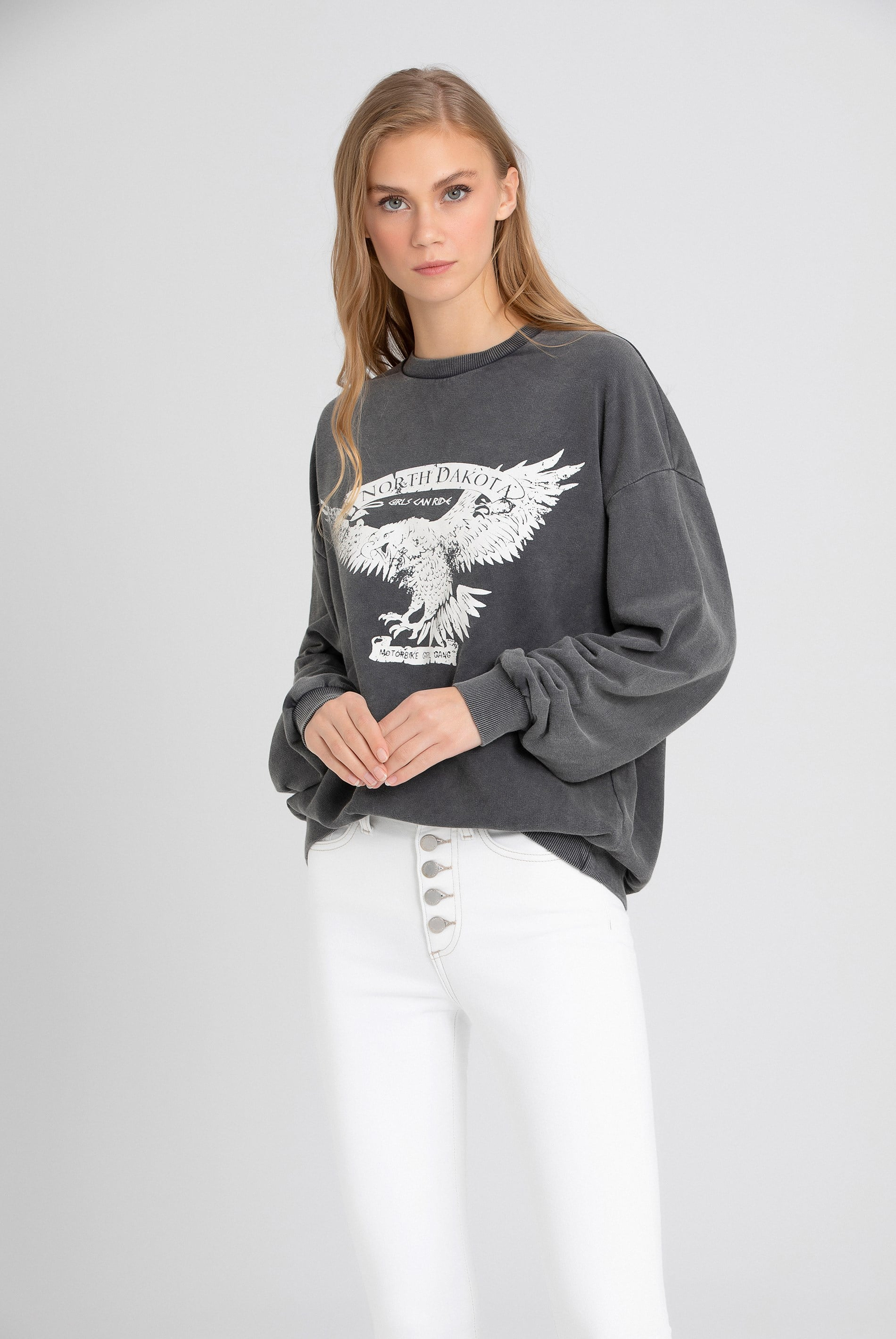 Siyah California Eagle Sweatshirt
