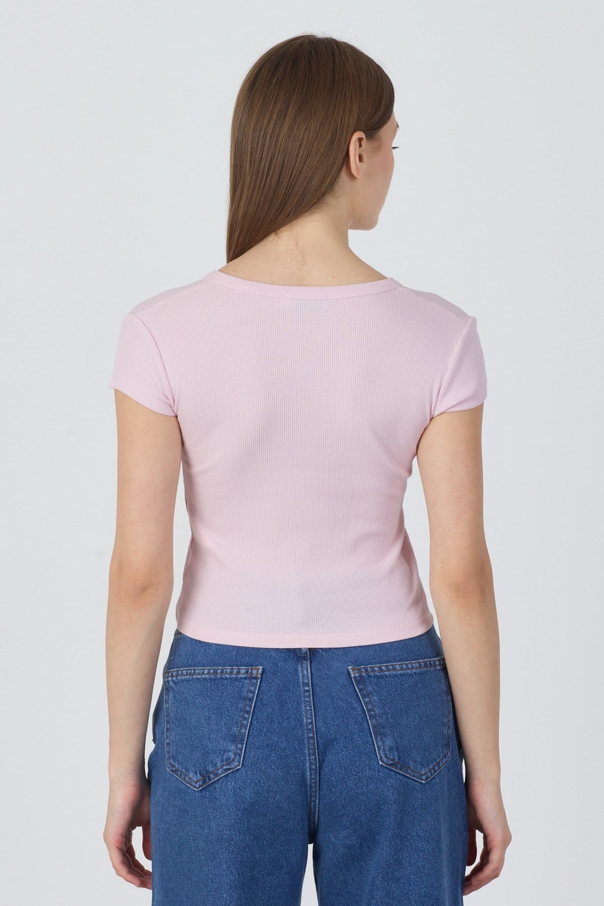 Pamuk Önden Düğmeli Kaşkorse Crop Bluz - Toz Pembe ve diğer Bluz modellerimiz için online alışveriş mağazamızı ziyaret edin. 