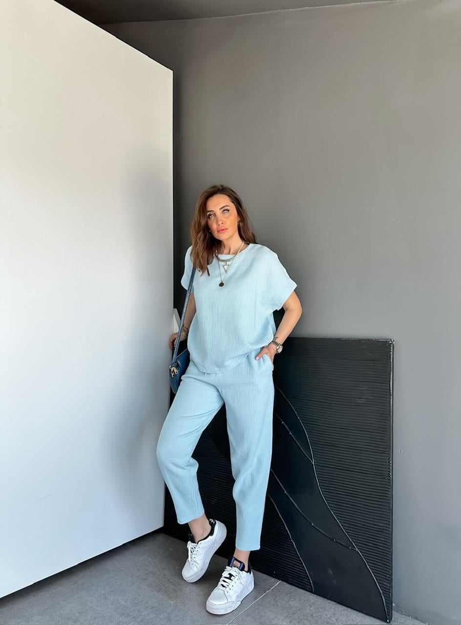 Bebe Mavisi Yarasa Kollu Naturel Takım