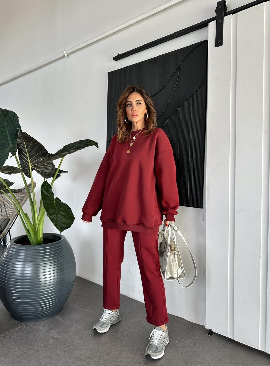 Bordo Bisiklet Yaka Salaş Basic Takım
