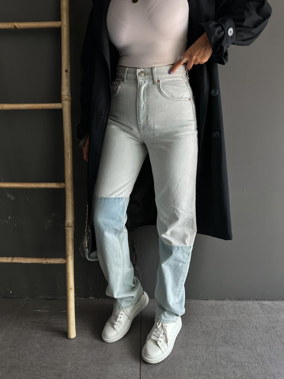 Buz Mavisi Parçalı Orijinal Jean