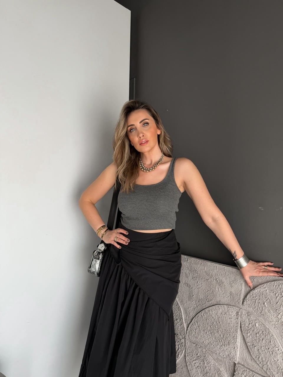 Gri İnce Askılı Biyeli Atlet