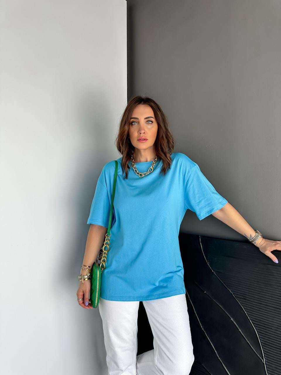 Mavi Uzun Basic Cotton Tshirt