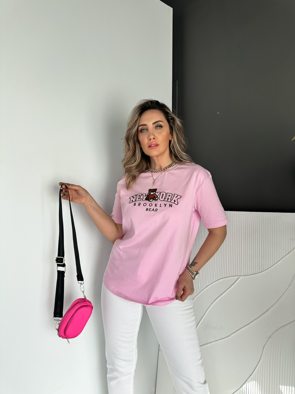 Pembe Ayıcıklı New York Tshirt