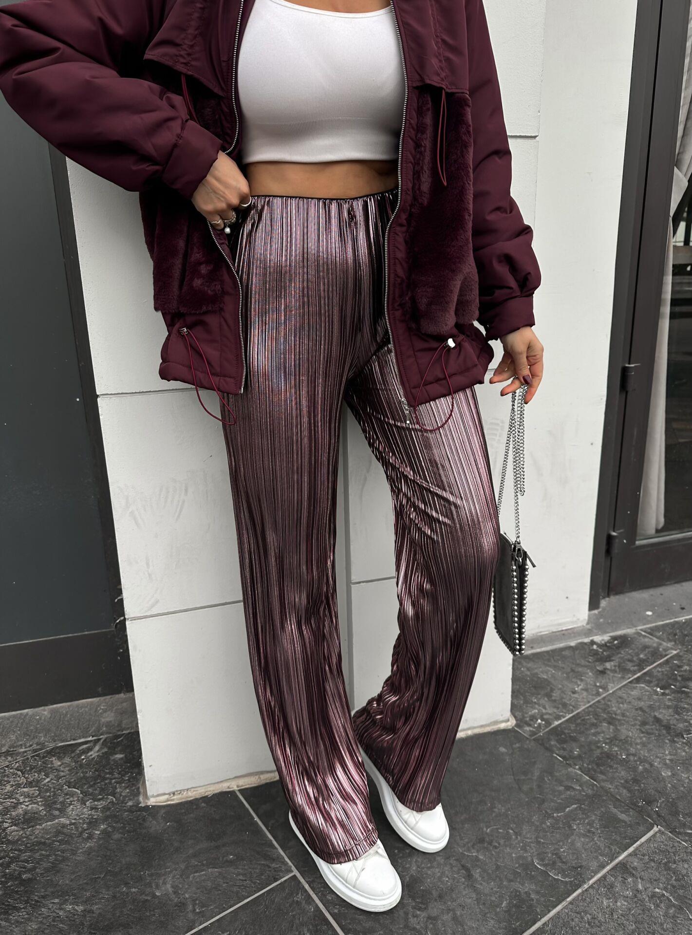 Rose Parlak Pilili Pantolon
