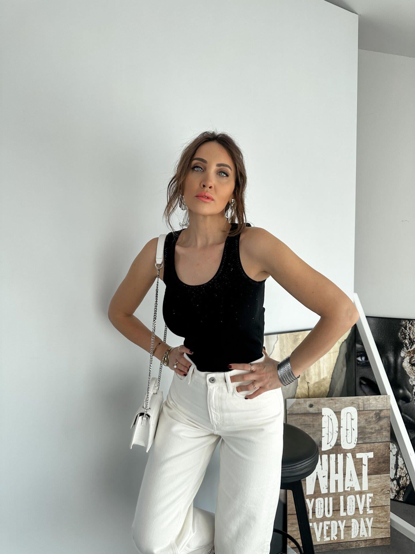Siyah Taşlı Basic Atlet