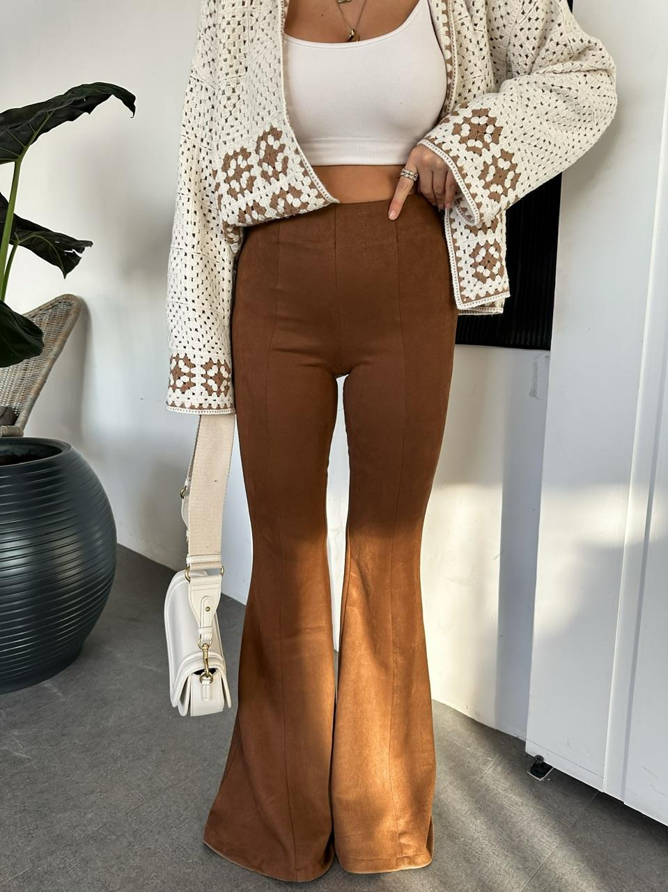 Taba Süet İspanyol Paça Pantolon