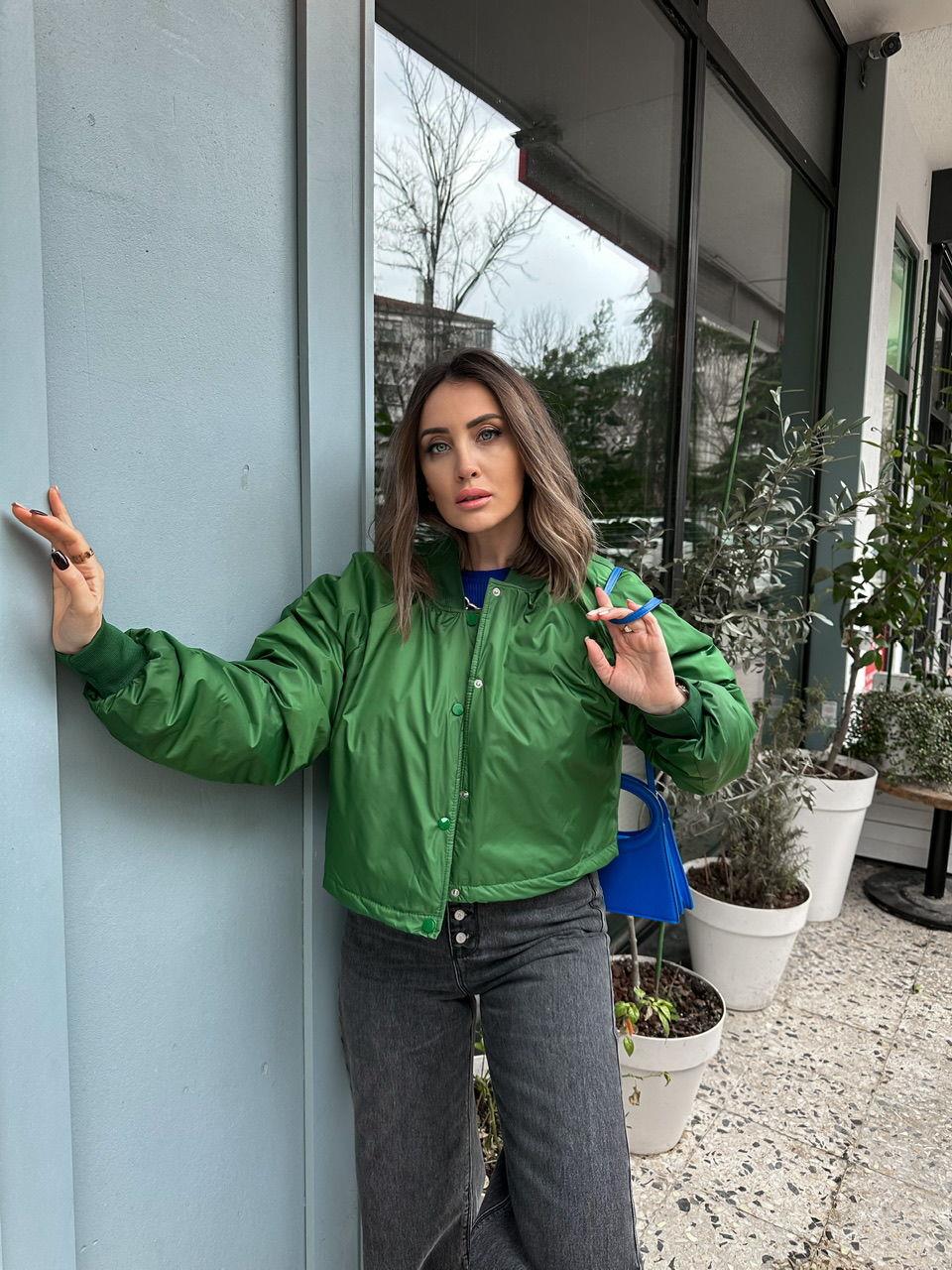 Yeşil  Kısa Bomber Ceket