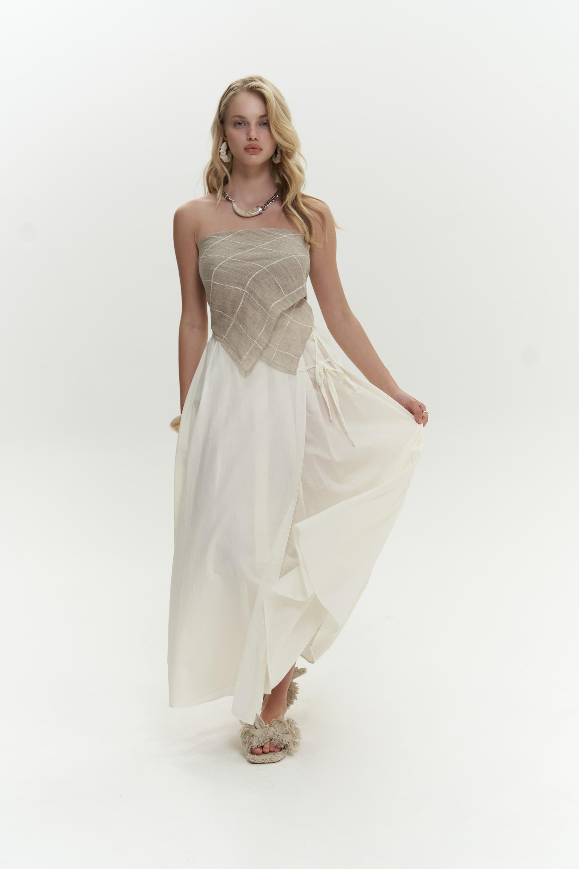 Aida İp Detay Pileli Aida Etek