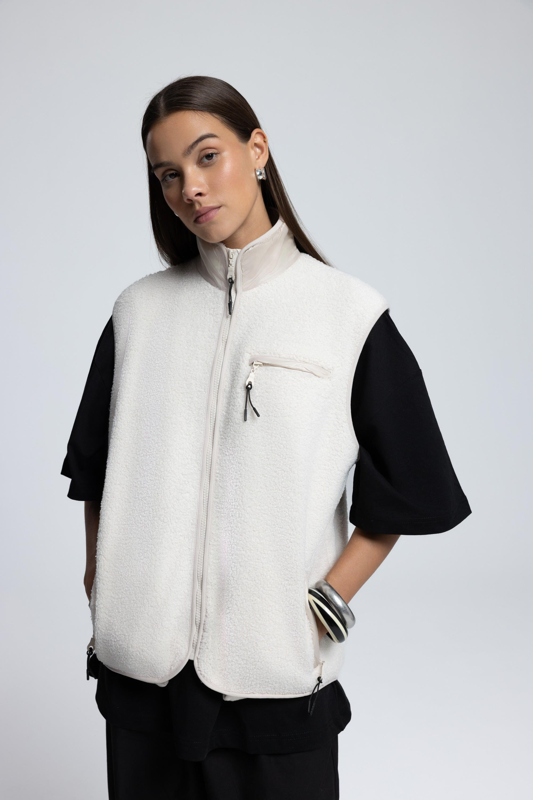 Alberg Beige Oversized Teddy Vest