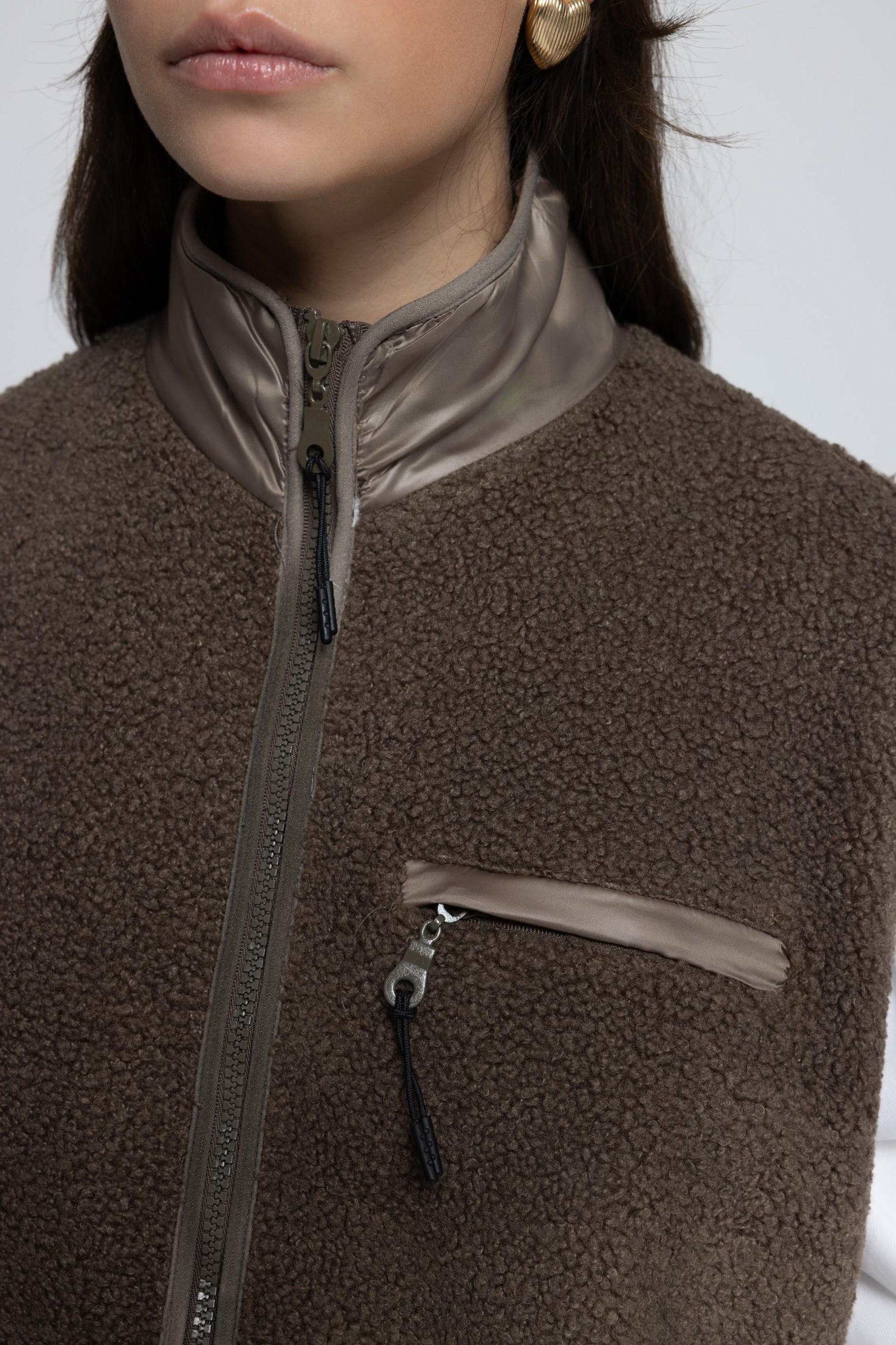 Alberg Brown Oversized Teddy Vest